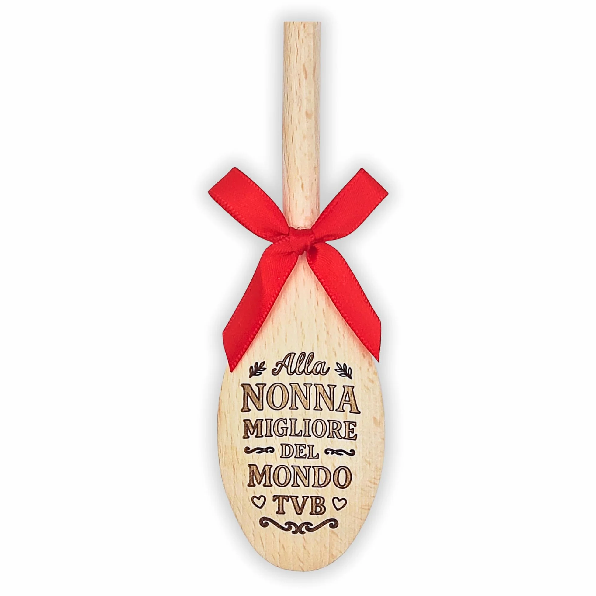 Cucchiaio in Legno 30cm Made in Italy con Incisione Laser Indelebile Regalo Festa dei Nonni