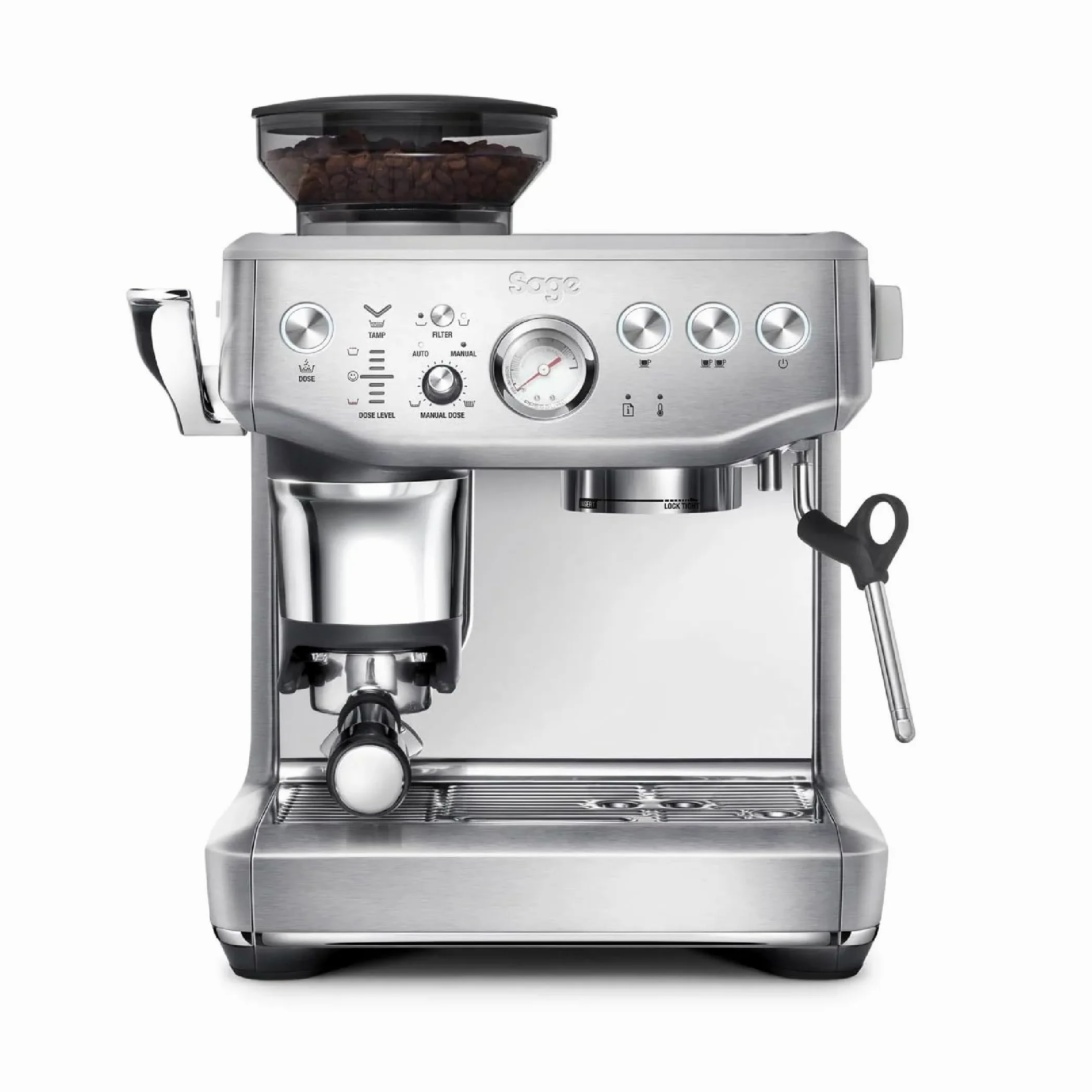 Sage - The Barista Express Impress - Macchina Caffè in Grani con Macinacaffè Integrato, Dosaggio e Pressatura Automatica (10 kg), Lancia Vapore Manuale per Latte Art - Acciaio Inox Spazzolato