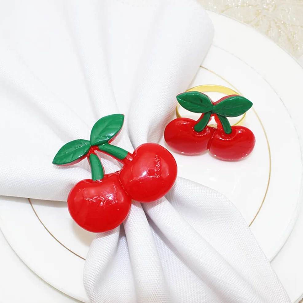 HEMOTON 6 Pezzi Fibbia Del Tovagliolo Di Frutta Portatovaglioli Di Porta Tovaglioli Portatovagliolo Tropicale Portatovaglioli Da Matrimonio Centro Tavola Ciliegia Estate Banchetto Lega