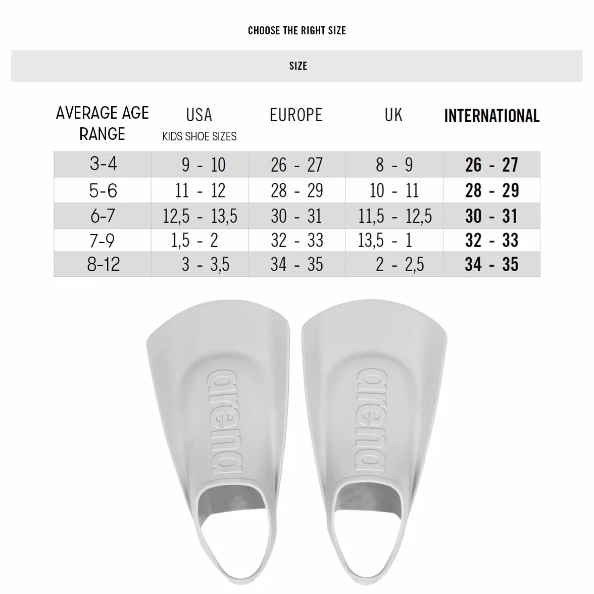 Arena Fins Kids Junior Pinne Unisex