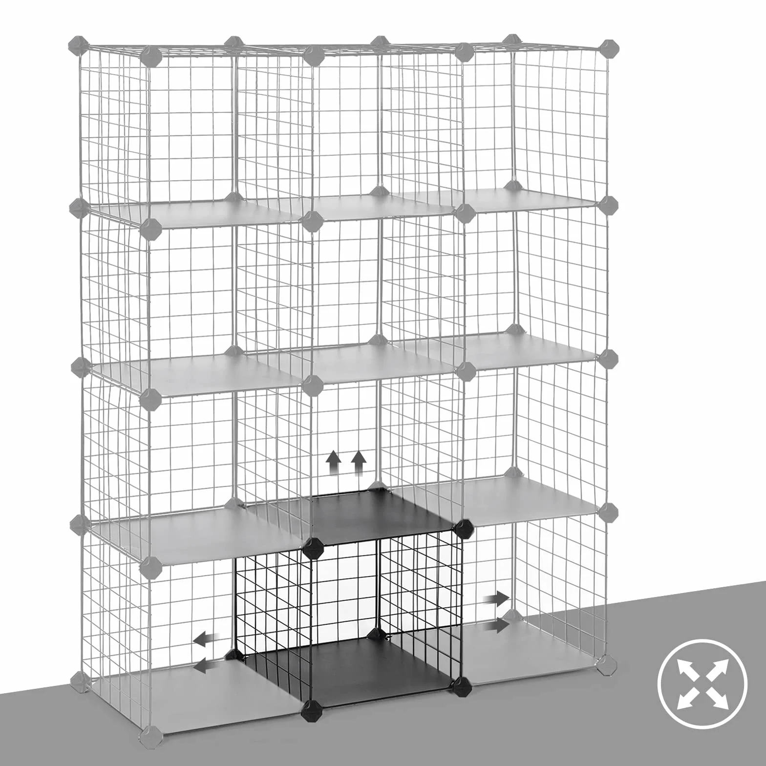 SONGMICS Scaffale a 12 Scomparti Griglia Metallica, Organizzatore Modulare, 31 x 93 x 123 cm, Nero LPI34H