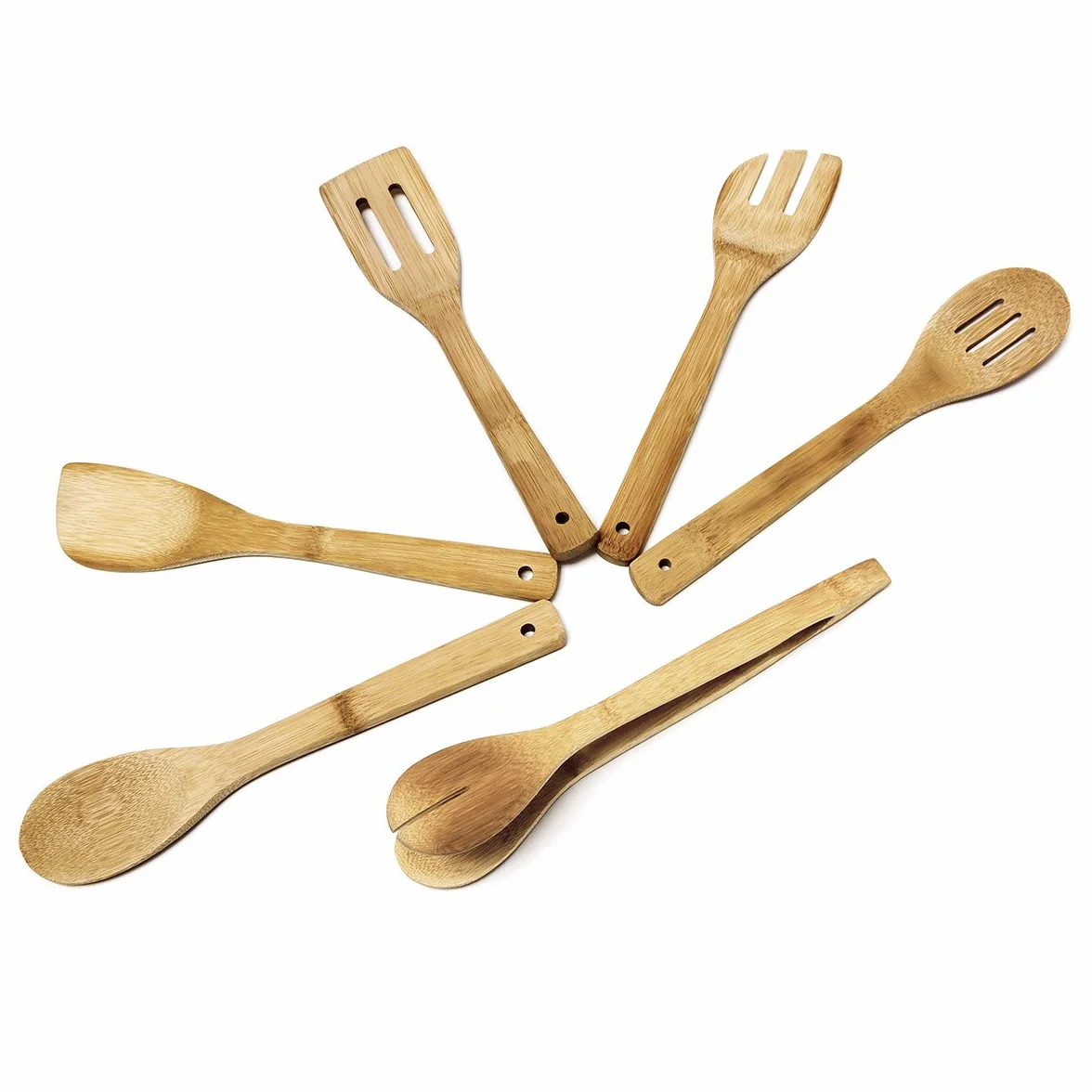 Relaxdays Set Accessori da Cucina 6 Mestoli in bambù Marrone Chiaro