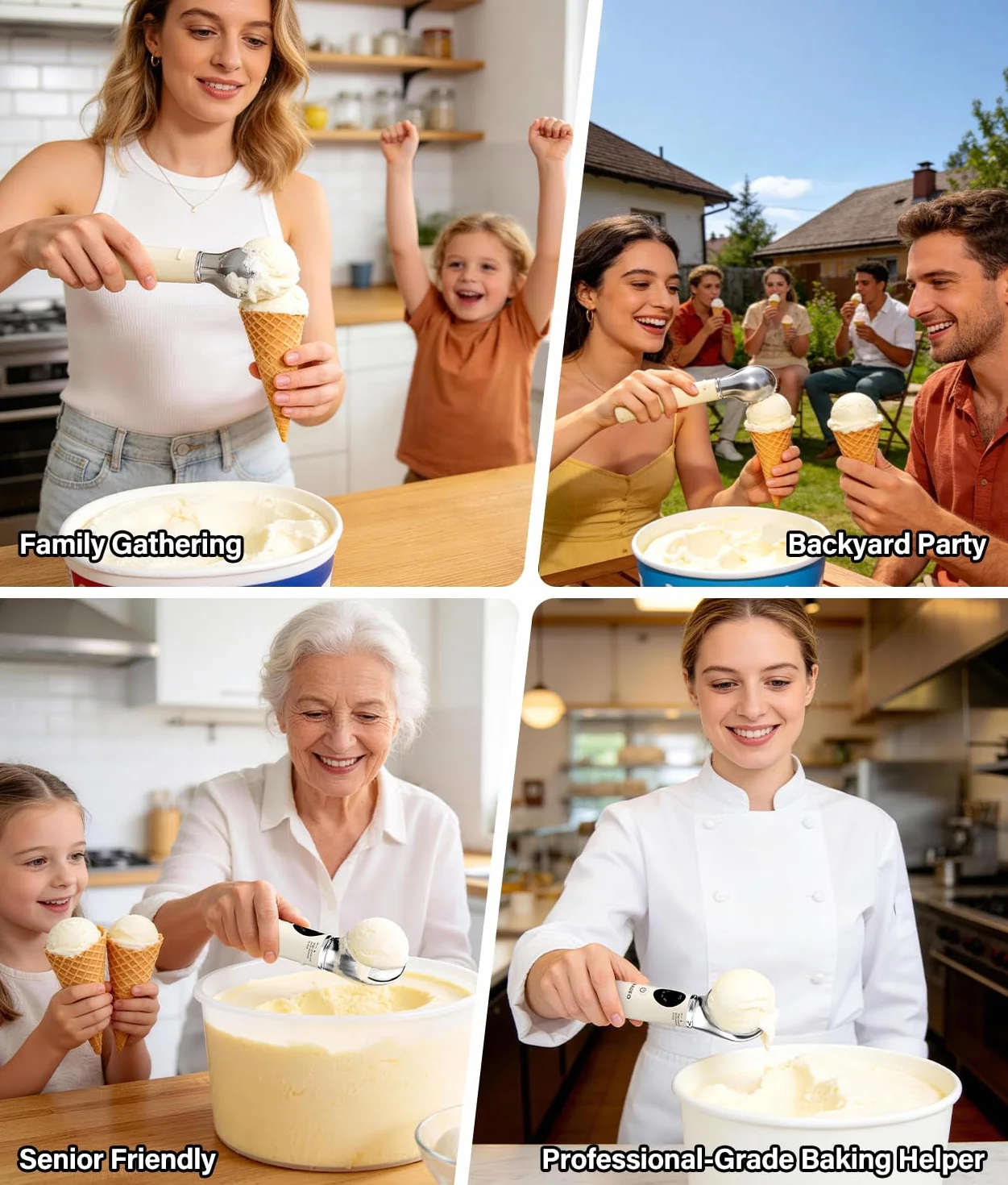 Cucchiaio per Gelato Riscaldabile Ricaricabile WADEO, 4 Temperature 40-70°C, Display LED