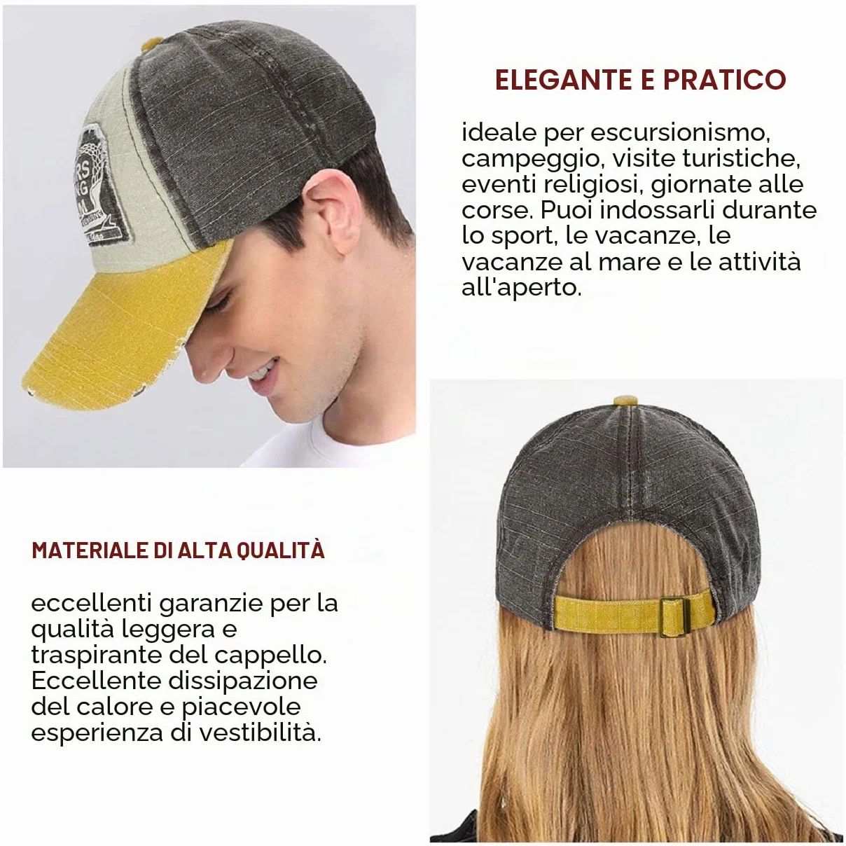 Tuopuda Cappellino Baseball Vintage Snapback Berretto da Baseball Cotone Moto