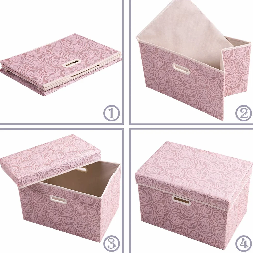Prandom Scatole portaoggetti pieghevoli con coperchio in tessuto, 43x30x30cm, confezione da 3