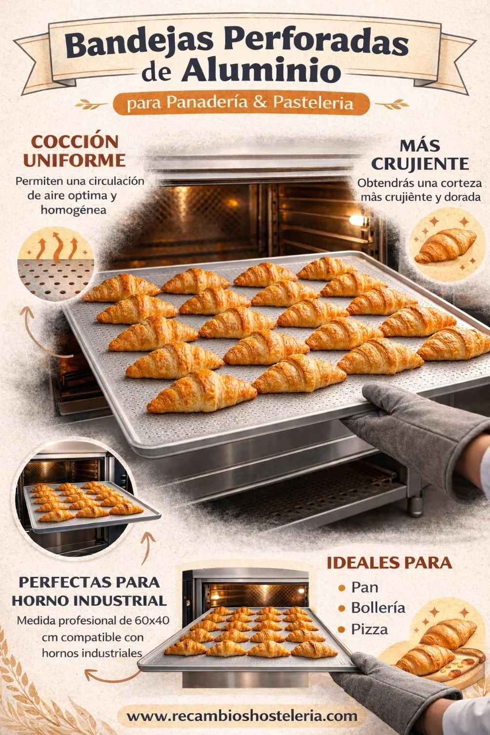 Vassoi forati in alluminio per forno, 60 x 40 cm, set di 4 pezzi, per panetteria e pasticceria professionale