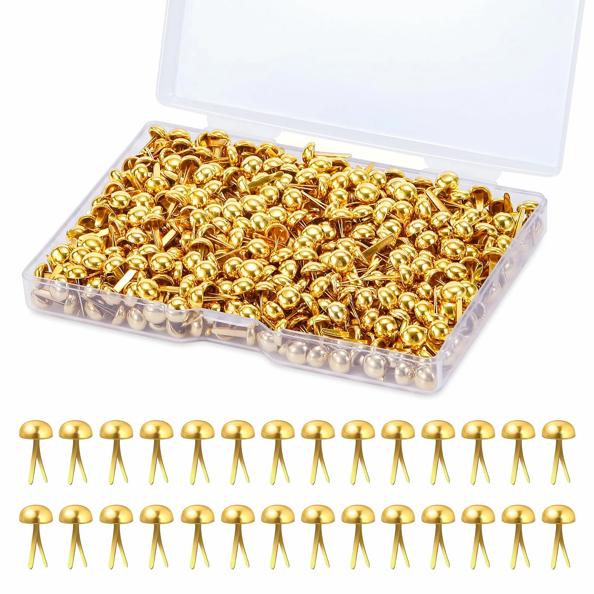 Fermacampioni Piccoli Mini Brads 6mm 500 Pezzi Oro per Album Scrapbooking DIY