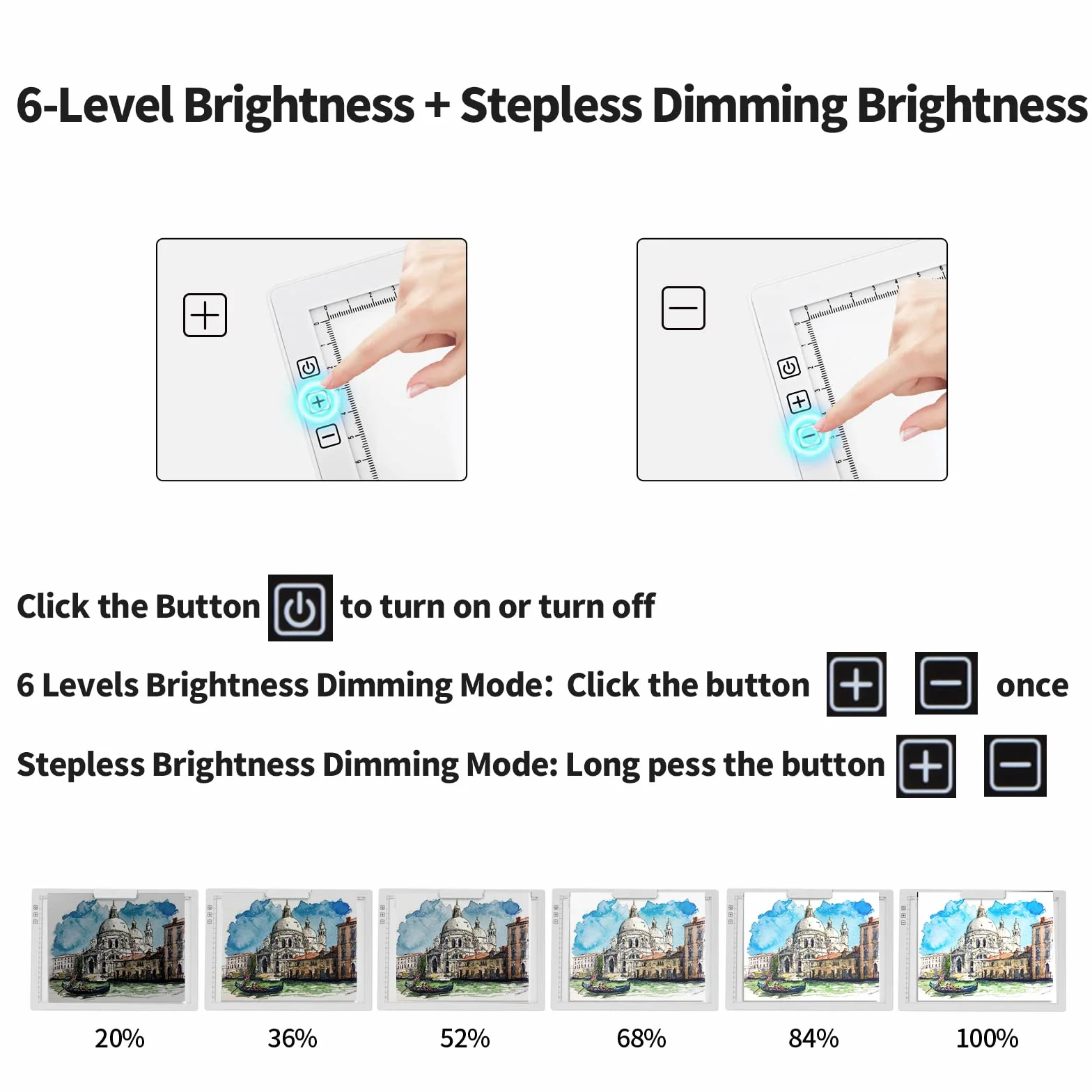 TOHETO A4 Ricaricabile Lavagna Luminosa LED Light Pad per Disegnare con Borsa Trasporto Bianco