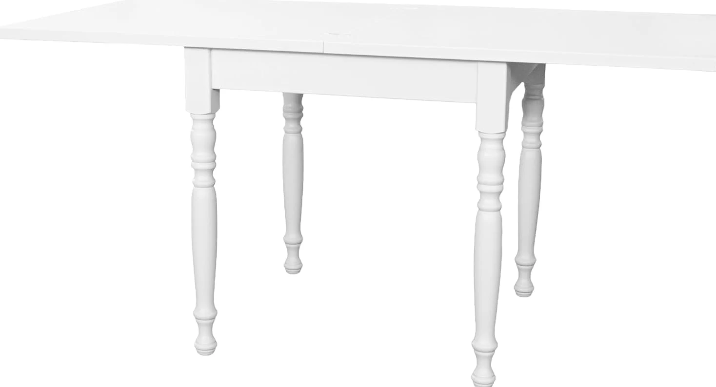 Vicentini arreda TAVOLO IN LEGNO ALLUNGABILE A LIBRO GAMBE TORNITE SHABBY CHIC BIANCO (100x100 (200))