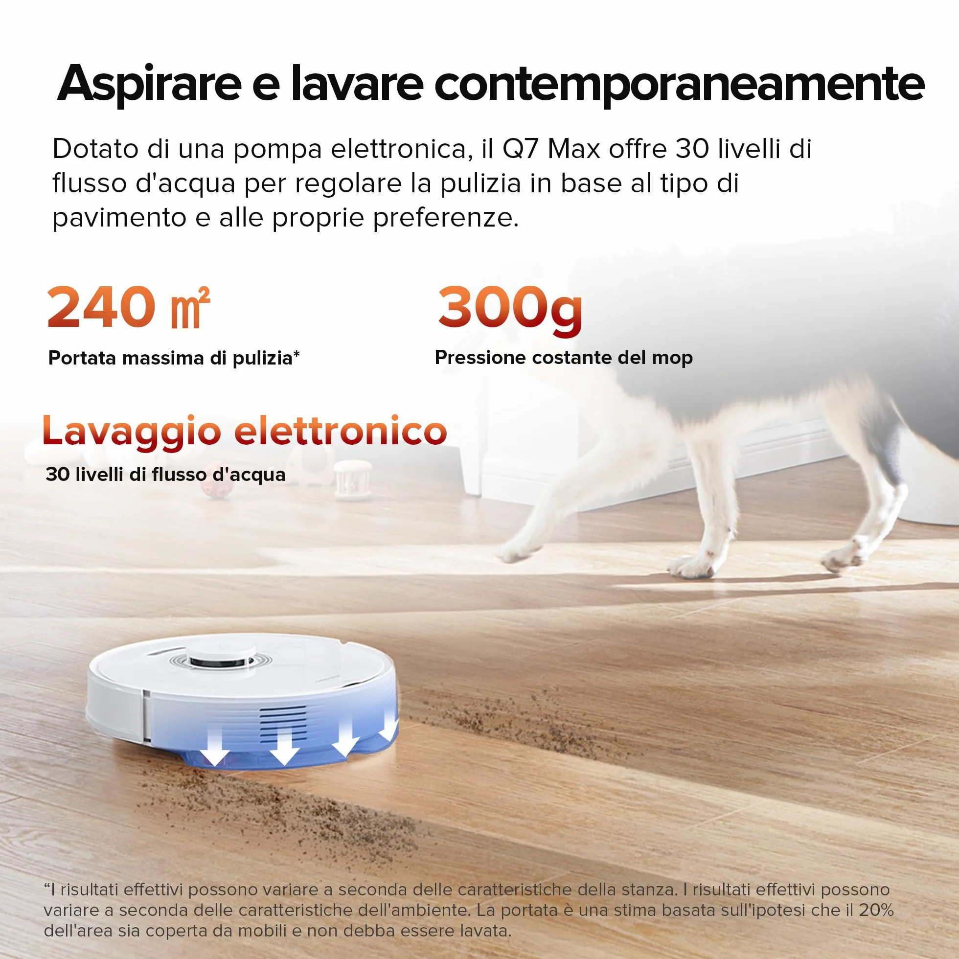 Roborock Q7 Max Robot Aspirapolvere, Serbatoi d'acqua Controllati Elettricamente, Controllo APP, Bianco (Ricondizionato)