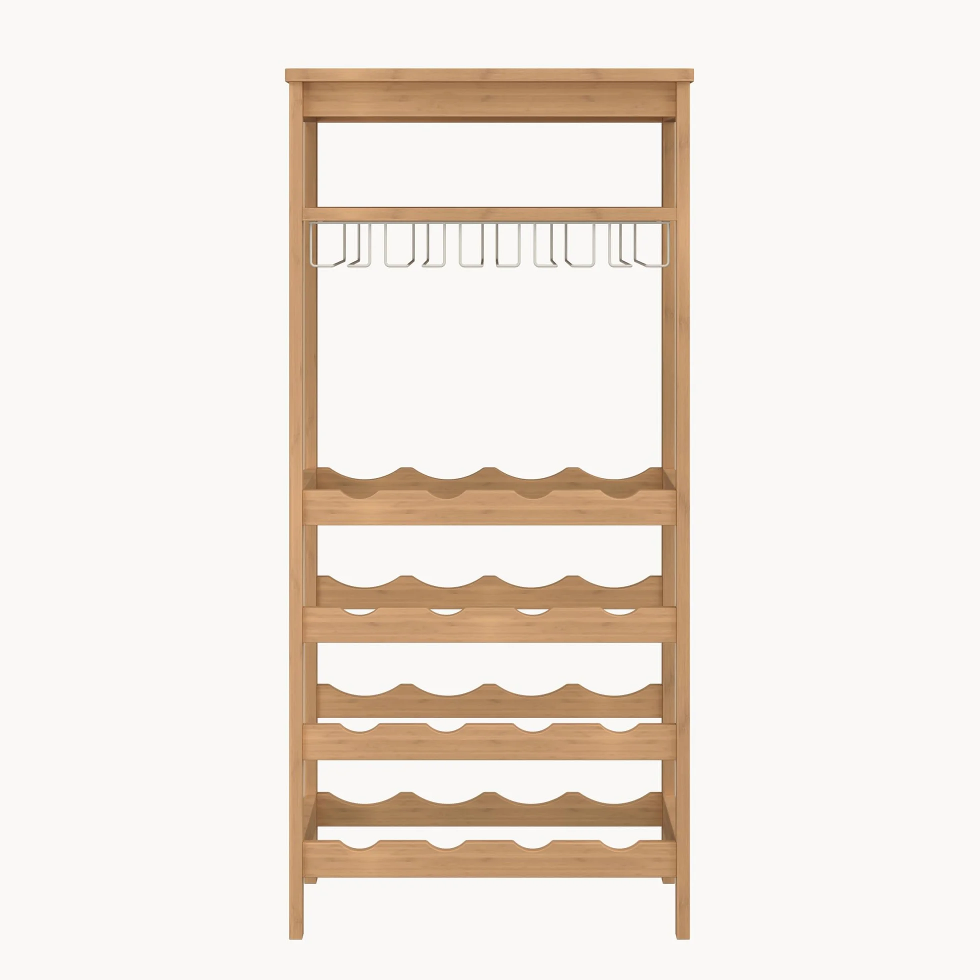 [en.casa] Cantinetta Mobile Portavino per 16 Bottiglie Scaffale Porta Bottiglie da Vino con Portabicchieri e Scomparto Aperto Soggiorno Sala da Pranzo 100 x 47 x 29 cm in Bambù Naturale