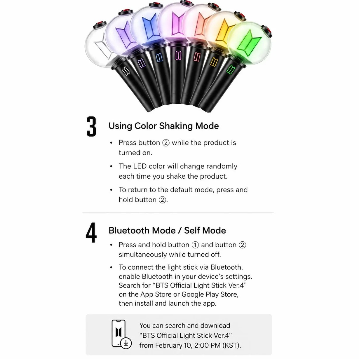 BTS Lightstick Ver.4 Set ufficiale con 7 fotografie