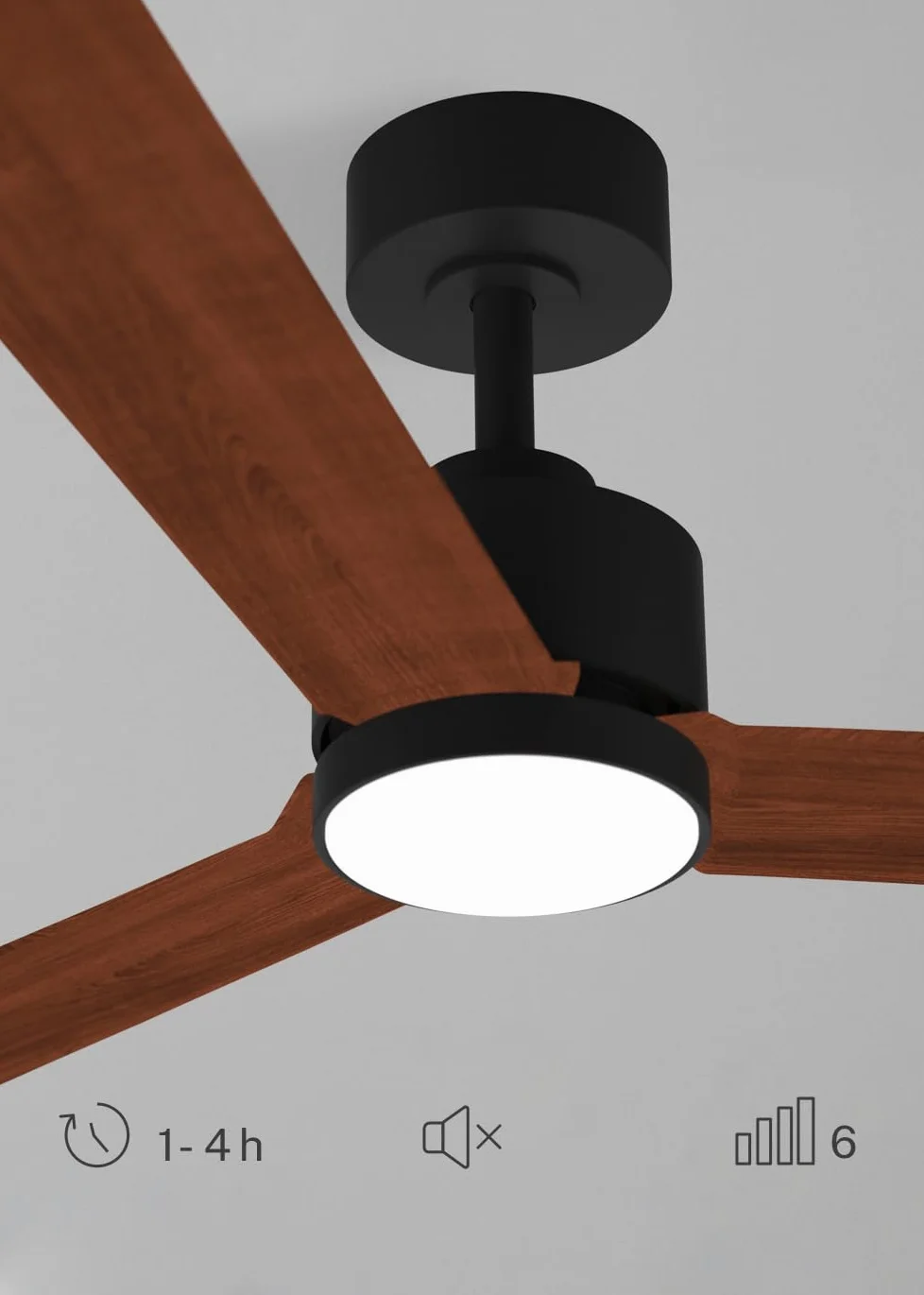 CREATE / WIND MODERN L/Ventilatore da soffitto con luce nero legno scuro con WiFi e telecomando / 40W, Luce LED 3 temperature, Ø152 cm, funzione estate-inverno