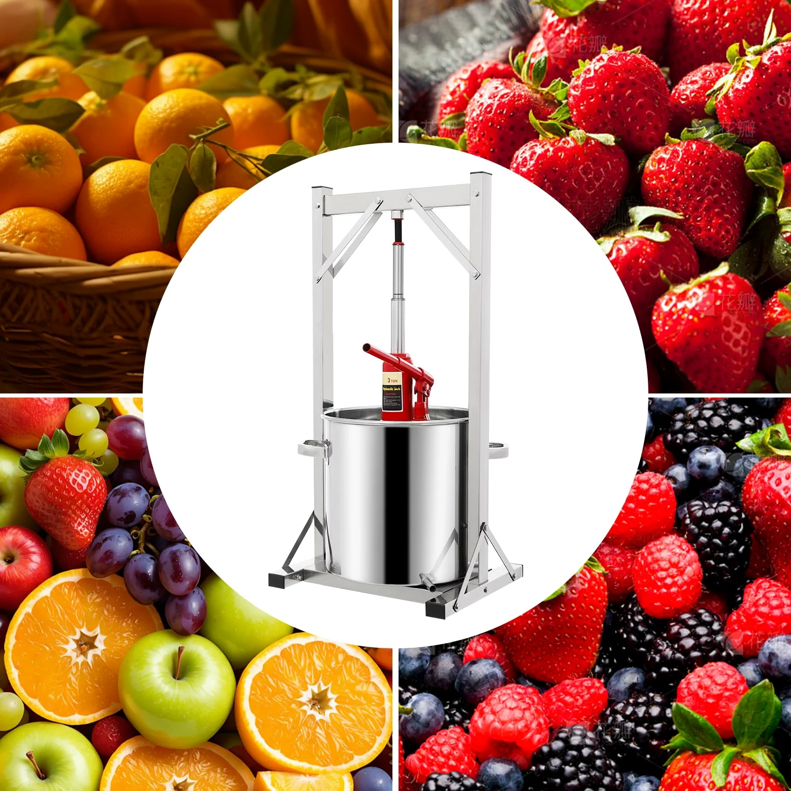 3T pressa idraulica in acciaio inox 22L spremiagrumi manuale per succo di sidro vino olio d'oliva