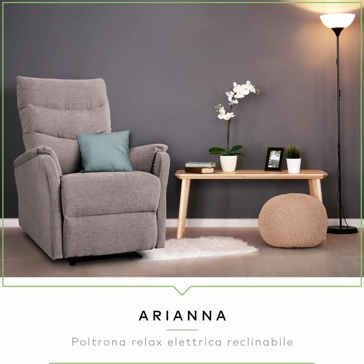 EVERGREENWEB - Poltrona Relax Reclinabile Elettrica con Comodo Pulsante Integrato nel Bracciolo, Schienale Regolabile e Triplo Cuscino in Tessuto Beige, 2in1 Poltrona Letto con Seduta Ergonomica
