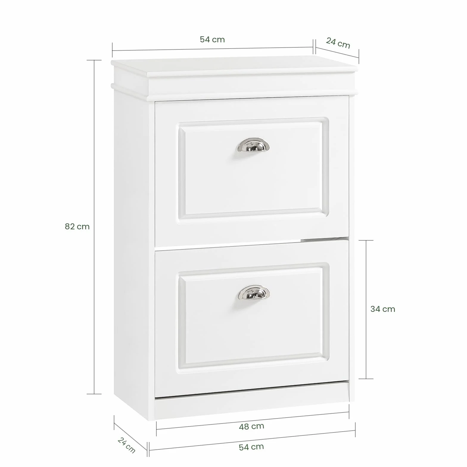 SoBuy Scarpiera Salvaspazio Slim Mobiletto da Ingresso 2 Ante a Ribalta 54x24x83cm Bianco FSR78-W