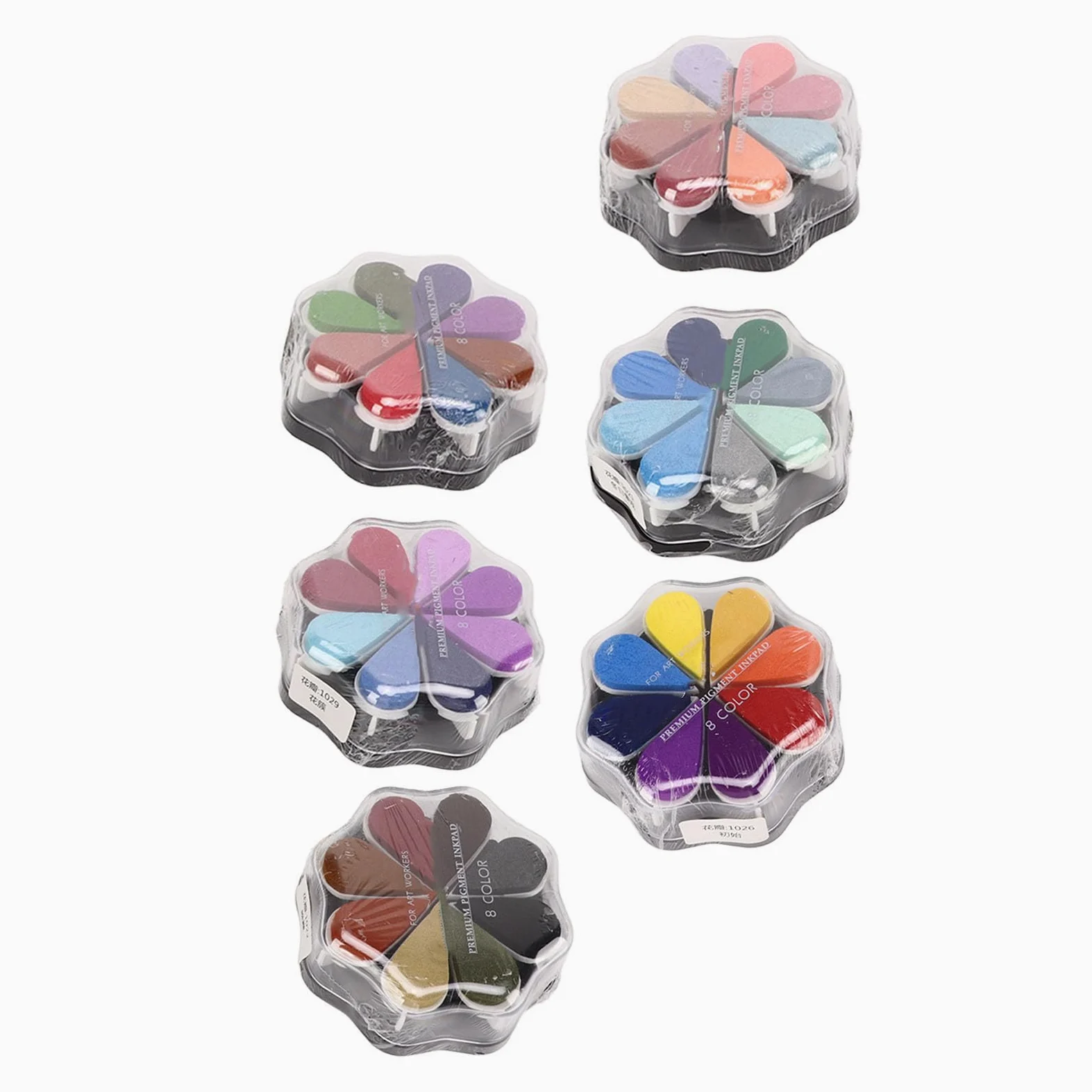 Tampone di inchiostro, 48 tamponi di inchiostro a petalo di colori metallici, confezione individuale Tampone di inchiostro per timbri a forma di fiore da colorare fai-da-te