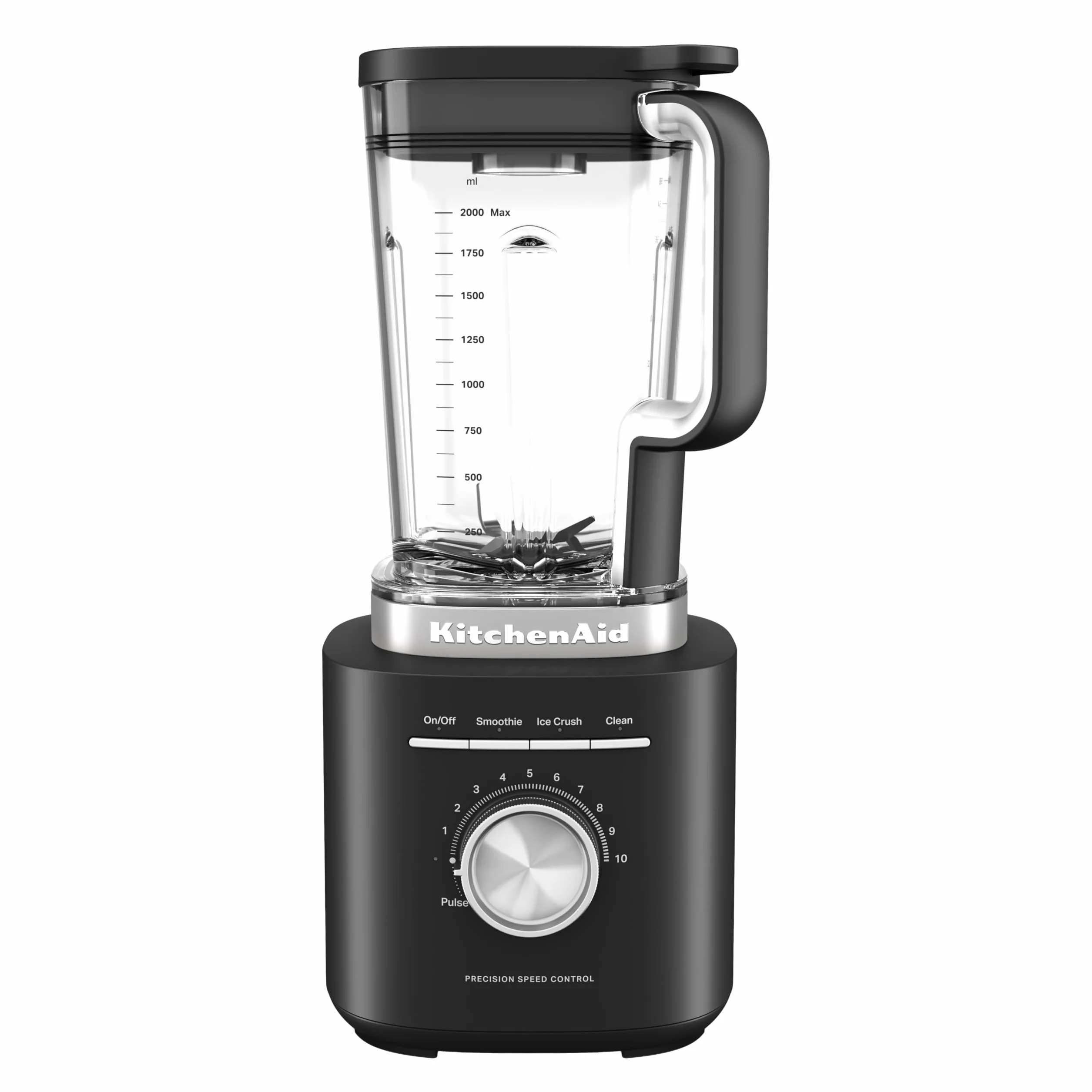 KitchenAid 5KSB20723EBM Frullatore Pure Power, Motore Potente con Caraffa da 2L Senza BPA, 10 Velocità, Programmi Tritaghiaccio e Smoothie, Lame Asimmetriche Inox, Nero Opaco