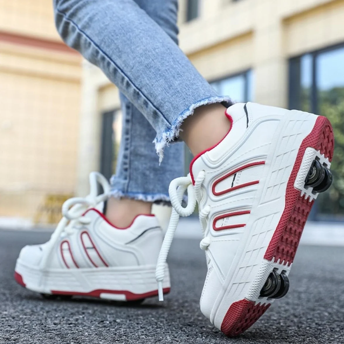 Scarpe con Rotelle 2 in 1 per Bambina e Bambino, Sneakers da Skate con 4 Ruote Rimovibili