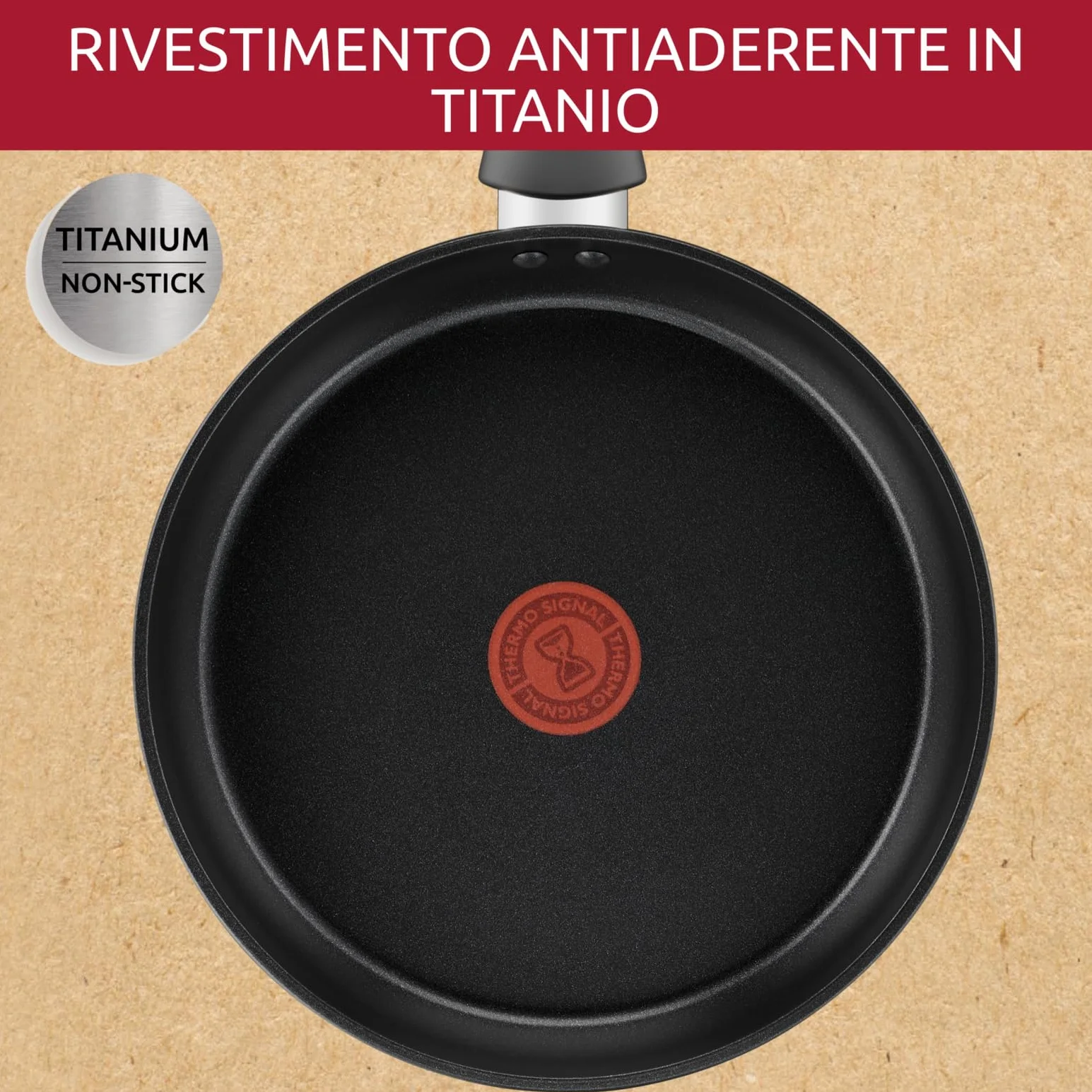 Lagostina Edera Set 2 Padelle Antiaderenti 24/28 cm Rivestimento Titanio Cottura senza Grassi Gas Thermo-signal