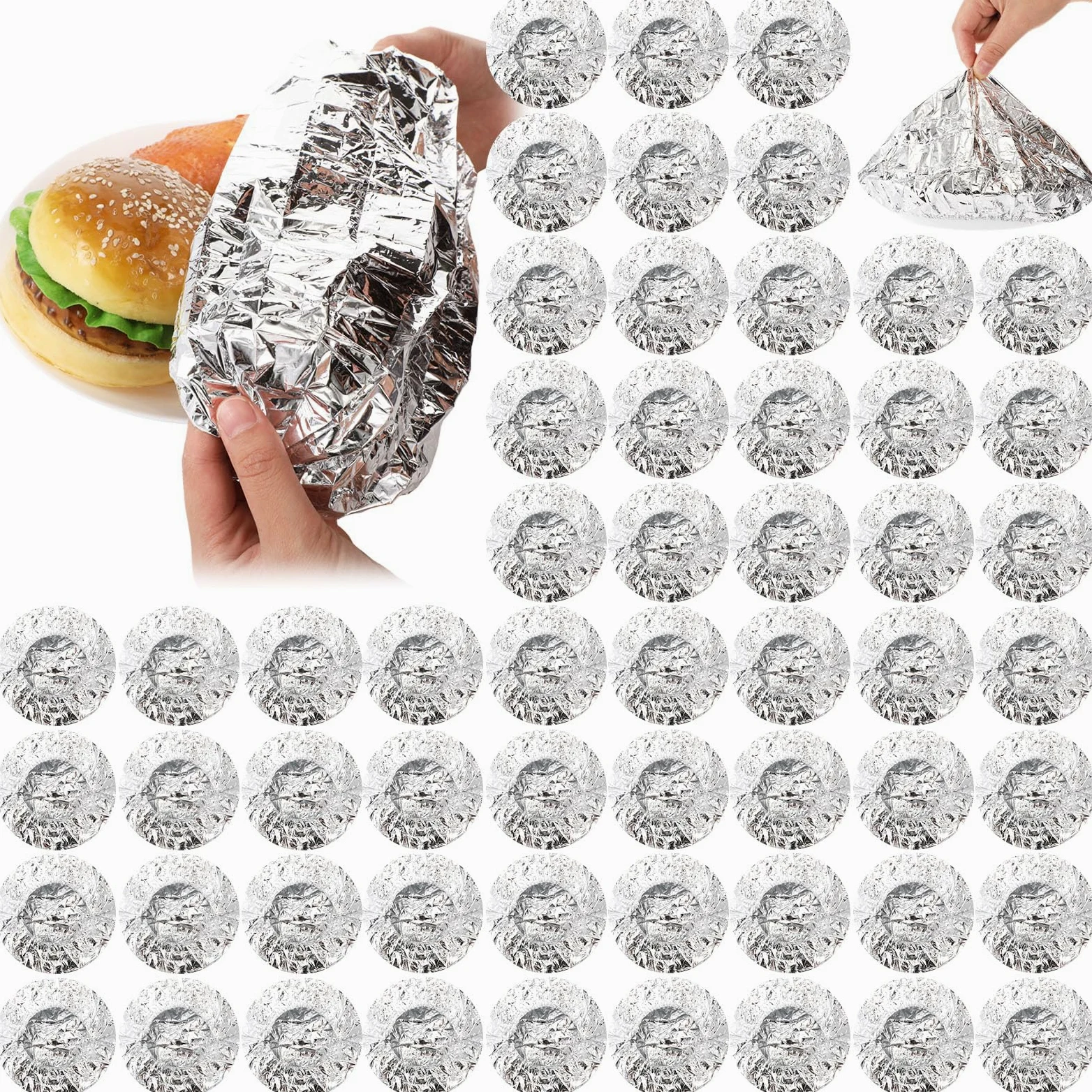 Remerry 200 coperture isolanti riutilizzabili in alluminio, coperture per alimenti in foglio di alluminio con elastico, pellicola isolante regolabile per mantenere la freschezza della cucina