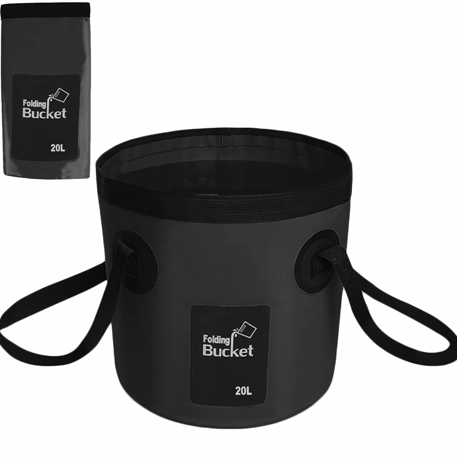 Secchio Pieghevole, Contenitore Portatile per Acqua, Secchio Pieghevole Multifunzionale, Contenitore dell'Acqua per la Pesca-Campeggio-Giardinaggio, 20 L, Nero
