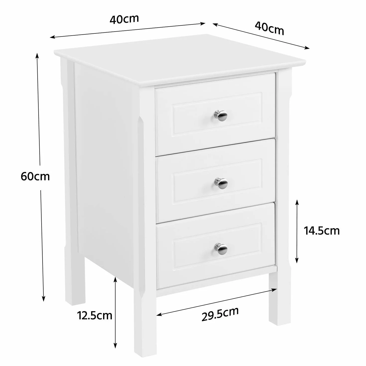 Yaheetech Set 2 Comodini Camera da Letto con 3 Cassetti Cassettiera Cameretta Comodino da Notte Moderno Tavolino Laterale Organizzatore da Divano Salotto Soggiorno Elegante 40 x 40 x 60 cm Bianco
