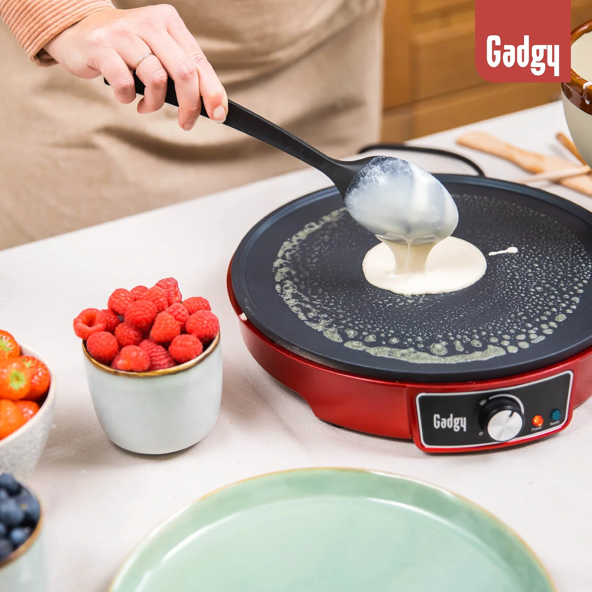 Gadgy Crepiera Elettrica 1000W – Piastra per Crepes e Pancake Maker con Temperatura Regolabile e Spatola Inclusa