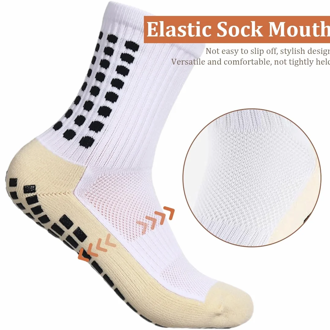 Calzini Calcio Antiscivolo Anti Vesciche Cotone Traspirante Grip Sportivi Uomo Donna 37-45 Ciclismo Trekking Bianco