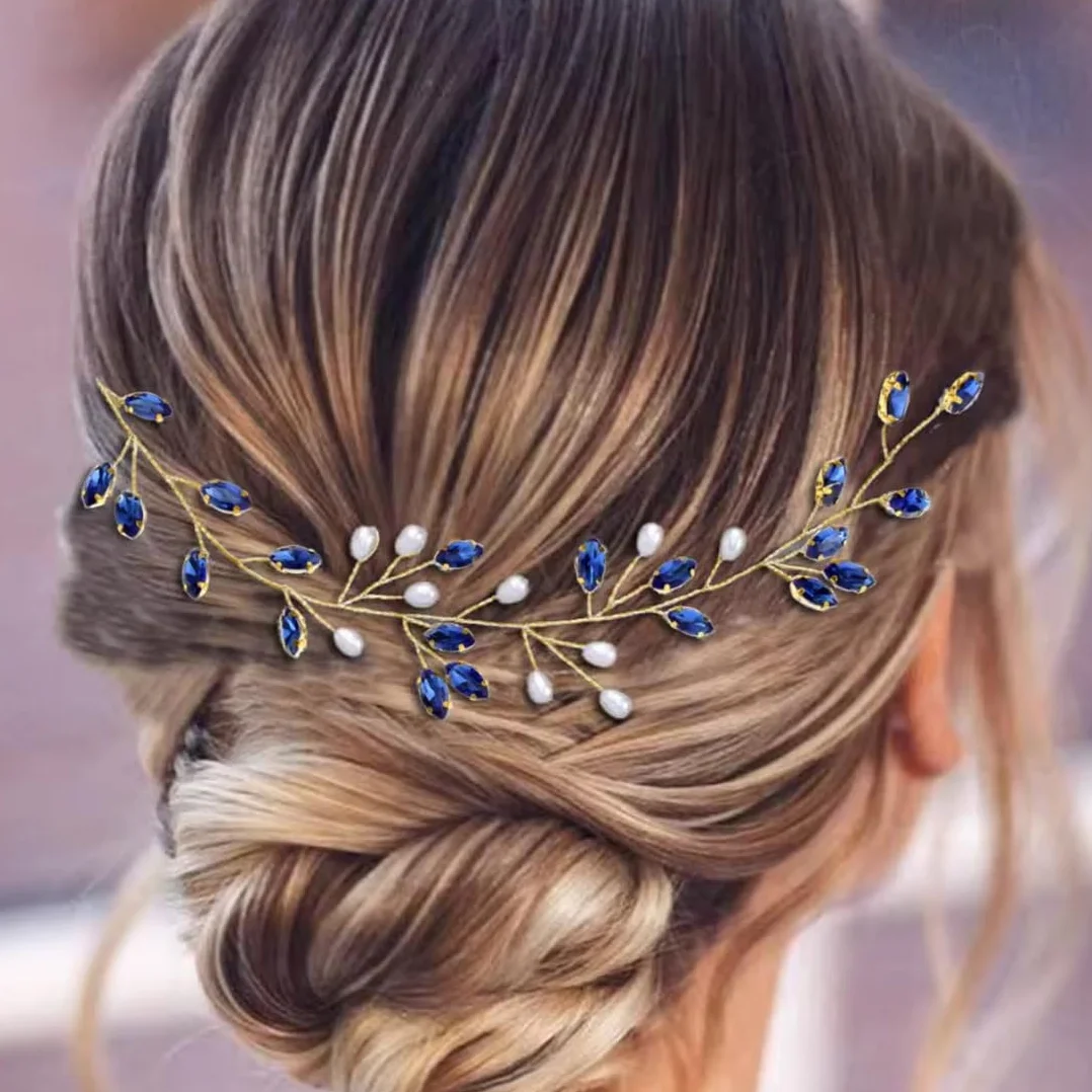 Accessori Capelli Sposa Blu Strass per Capelli