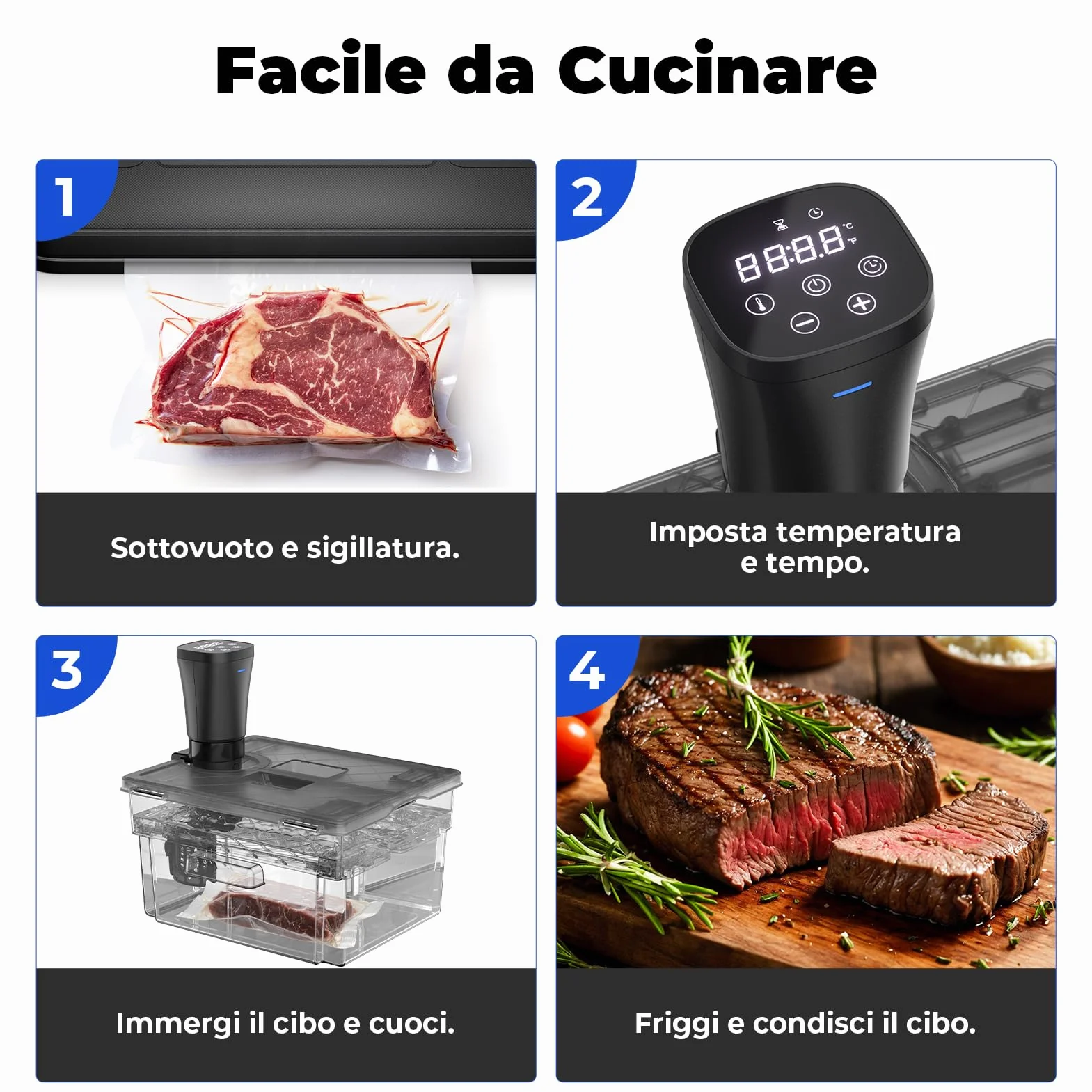 Sous Vide Roner 1000W Cucina a Bassa Temperatura Circolatore Termico Professionale