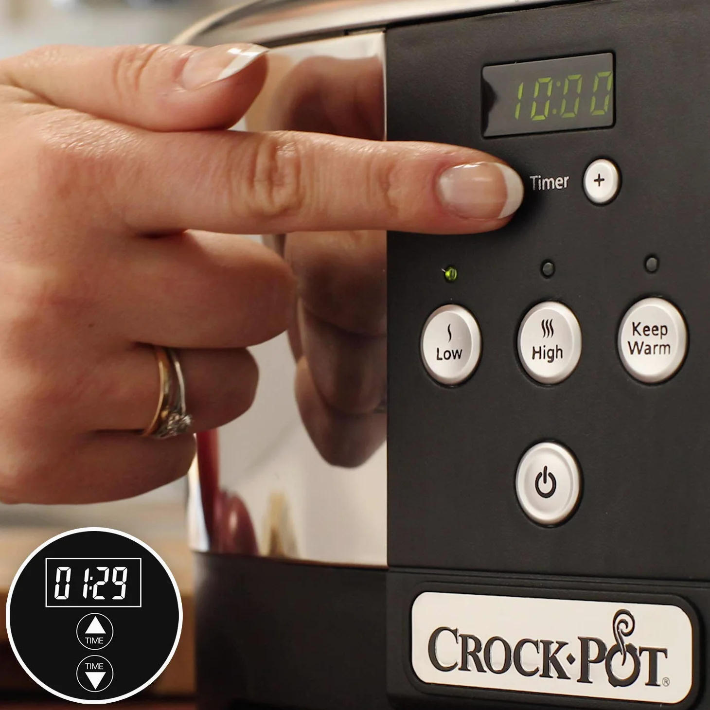 Crock-Pot Slow Cooker Pentola per Cottura Lenta, Capienza 5.7 Litri, Adatta Fino a 8 Persone, 230 W, Digitale, Programmabile, Argento