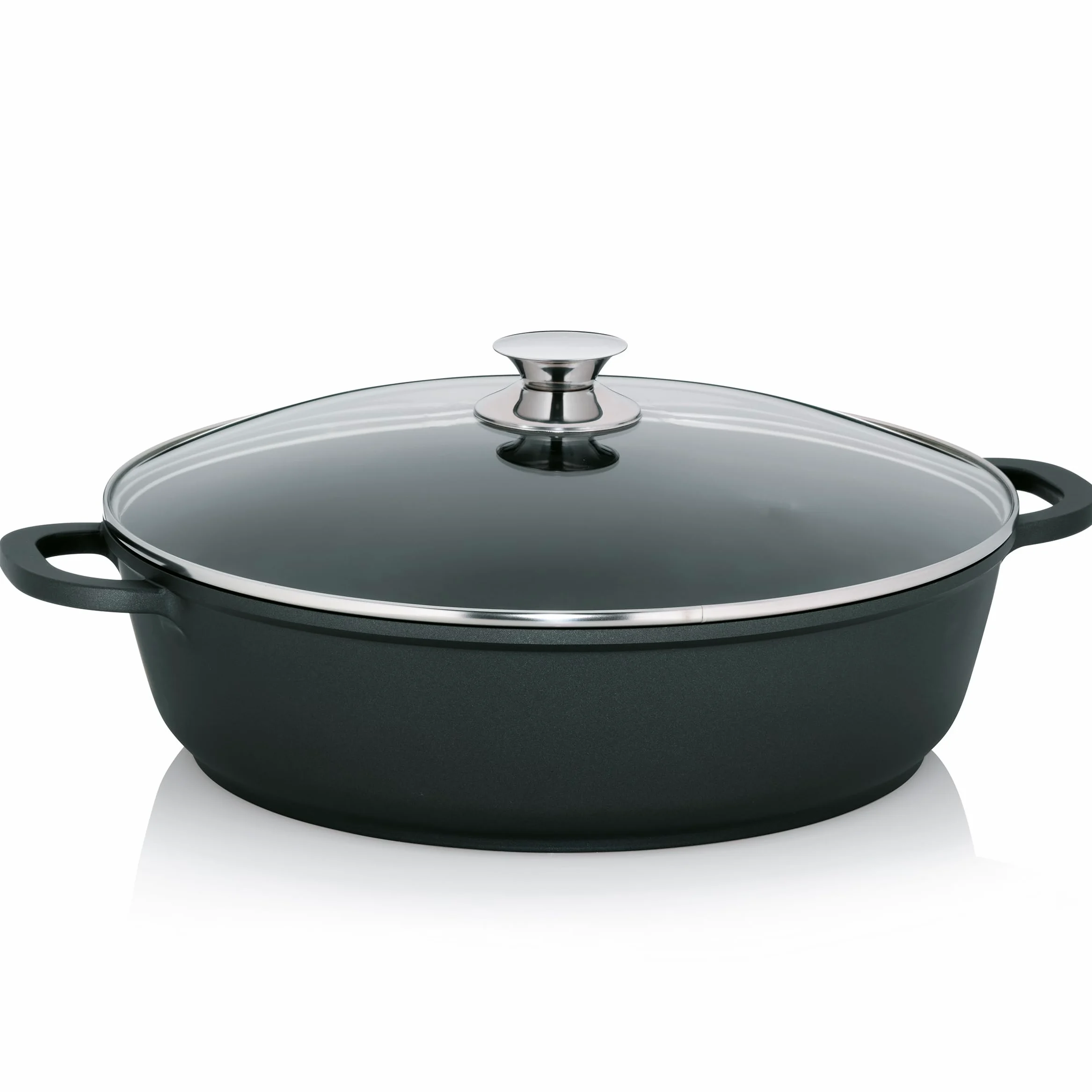 kela Padella da portata36 cm, padella per cottura a induzione con coperchio KERROS, rivestimento in alluminio pressofuso, padella per paella con bordi alti