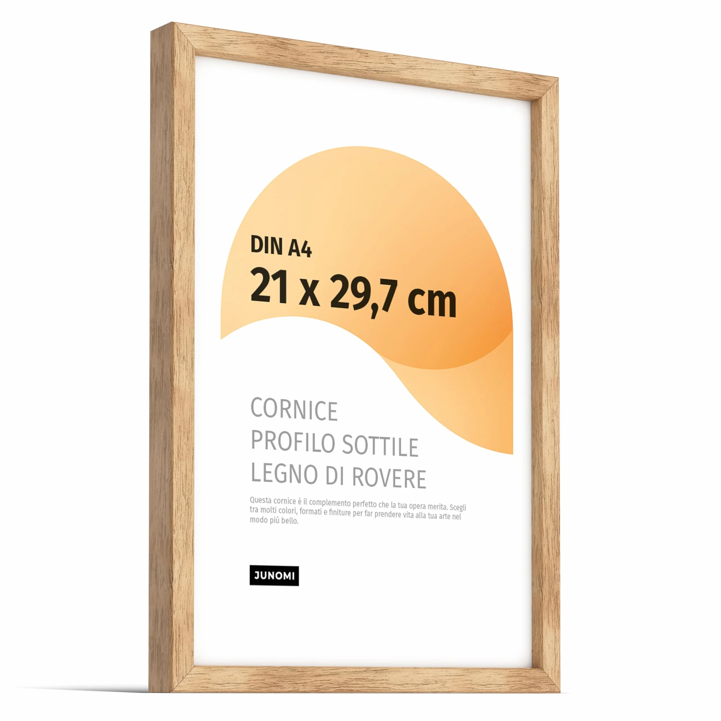 Cornice portafoto di alta qualità, in rovere DIN A4 (21 x 29,7 cm), in vero legno di quercia con vetro acrilico infrangibile