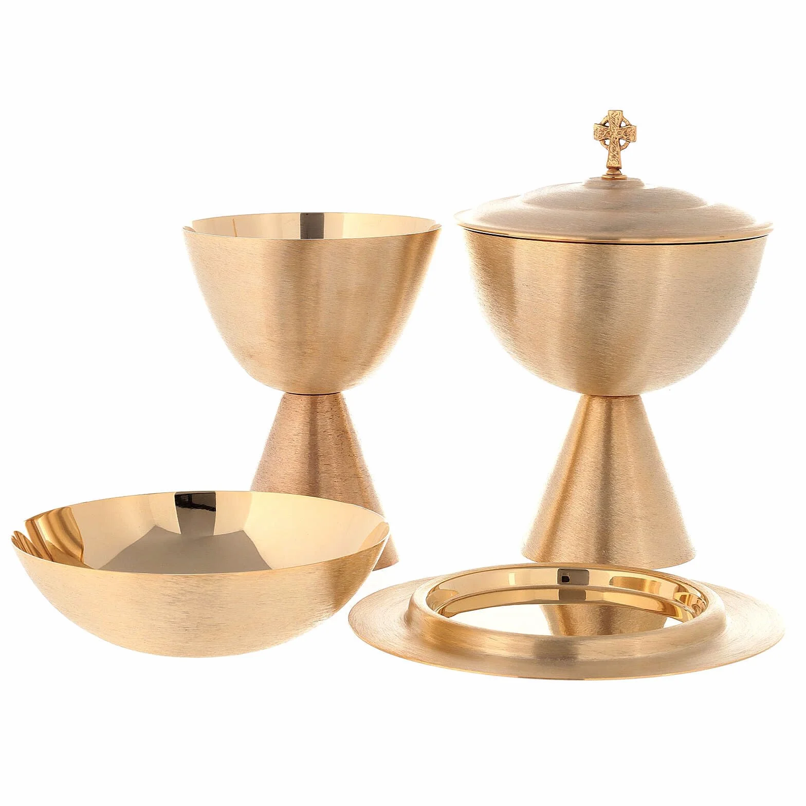 Holyart Calice, pisside, Patena, Patena offertoriale Satinati Bagno Oro, Patena offertoriale