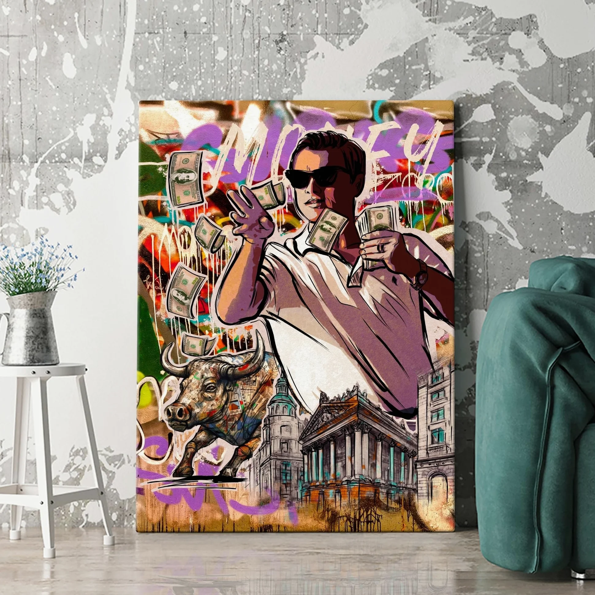 Artmazing | Poster da parete motivazionale | Wolf Of Wall Street, immagini motivazionali | Quadro su tela XXL | Immagini appartamento | Tela motivazione | Wolf of Wall Street | Leonardo DiCaprio