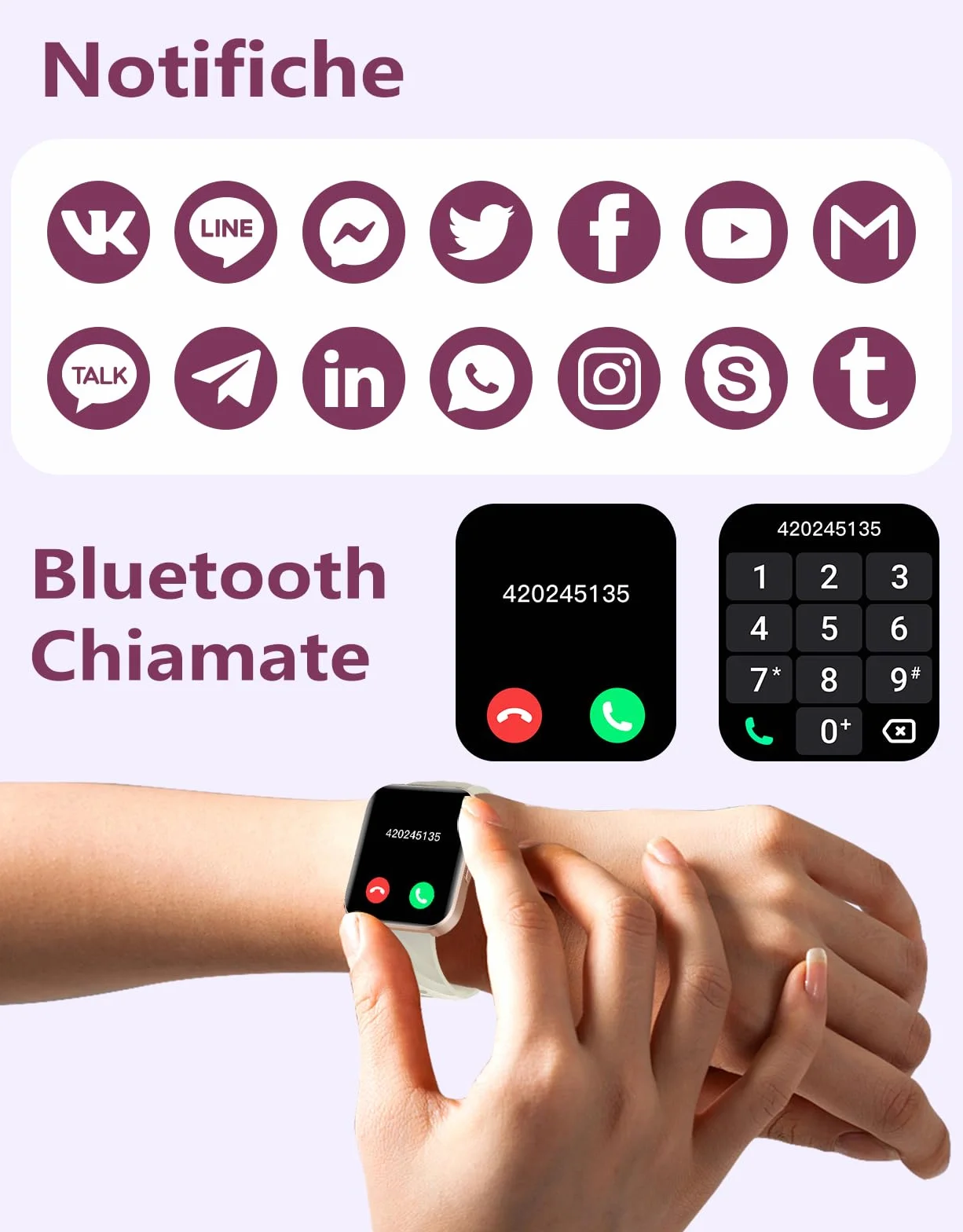 RUIMEN Smartwatch Uomo Donna Chiamate Whatsapp Smart Watch Contapassi Cardiofrequenzimetro Saturimetro Orologio Smart Fitness Sportivo Impermeabile Android iOS