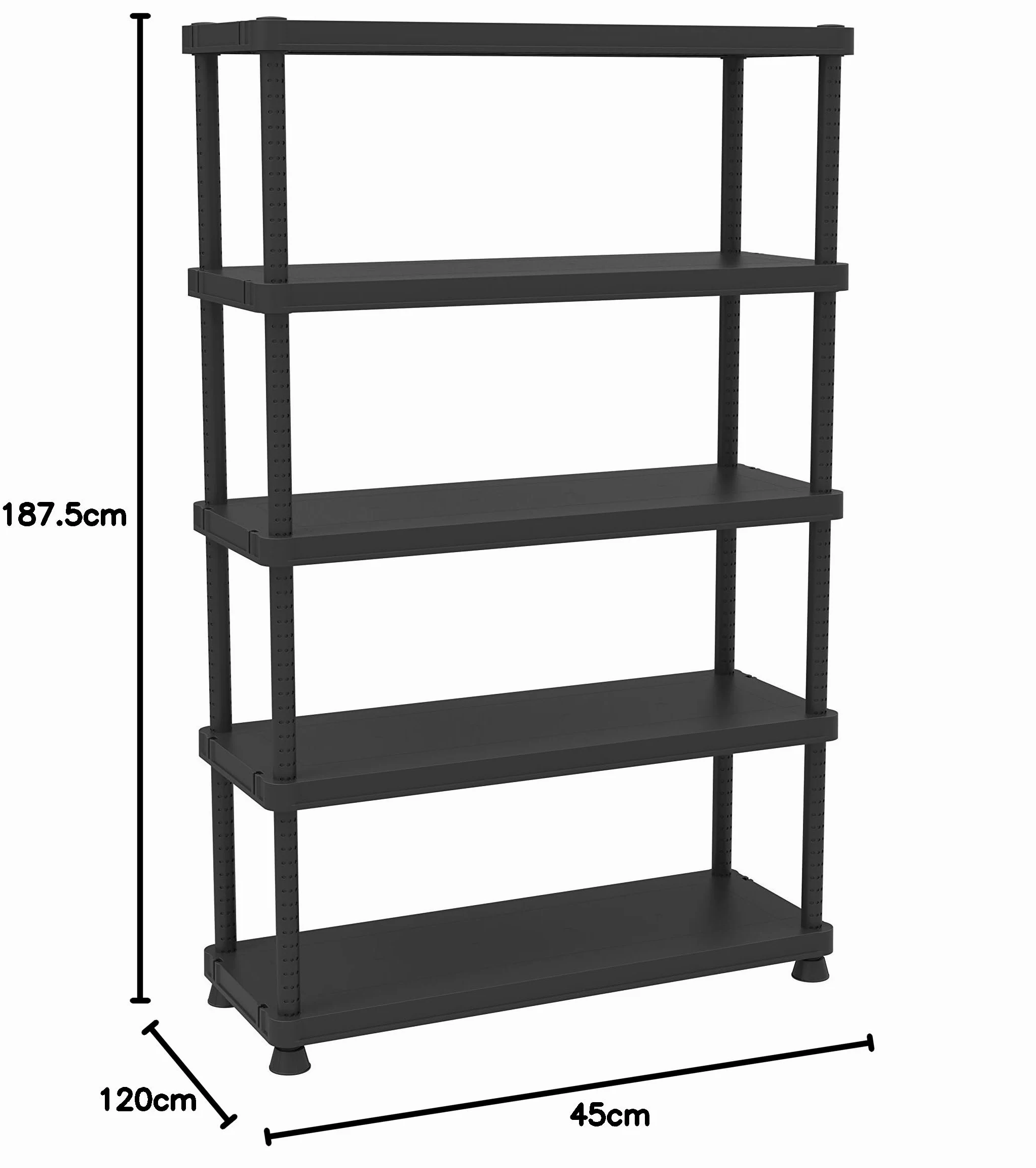 Terry, Scaffale 12045-5c, Scaffale Modulare a 5 Ripiani, da Interno Esterno. Materiale: Plastica, Dimensioni: 120x45x187,5 cm