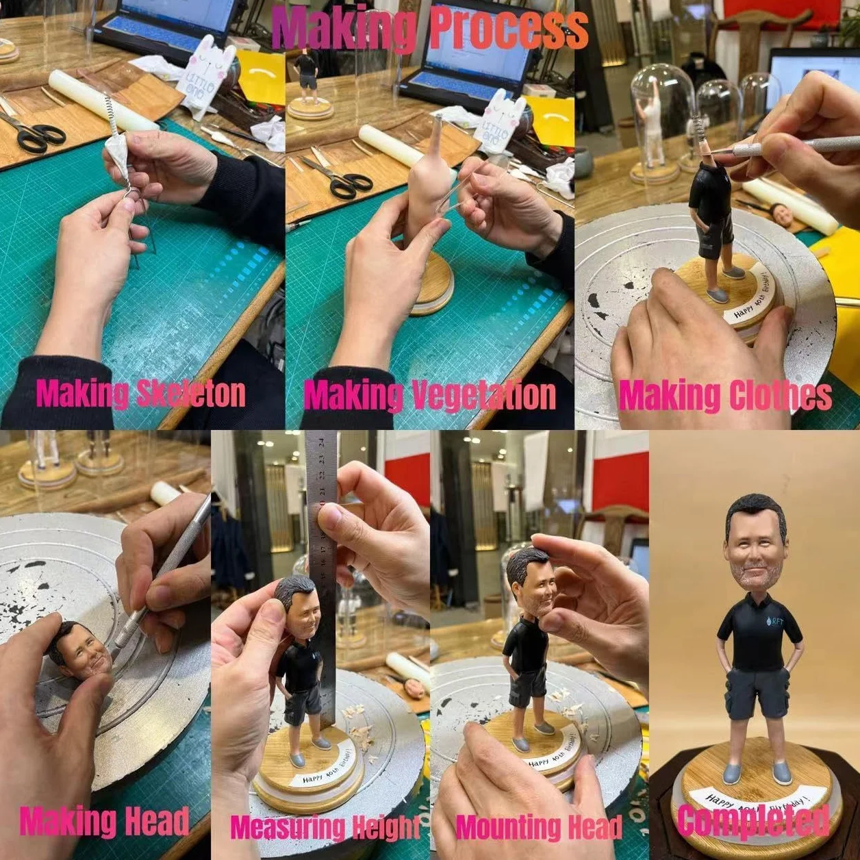 Statuetta Bobblehead Personalizzata - Bobble Head Regalo Con Foto Reale - Ornamento Da Tavolo per San Valentino, Natale, Compleanno, Matrimoni