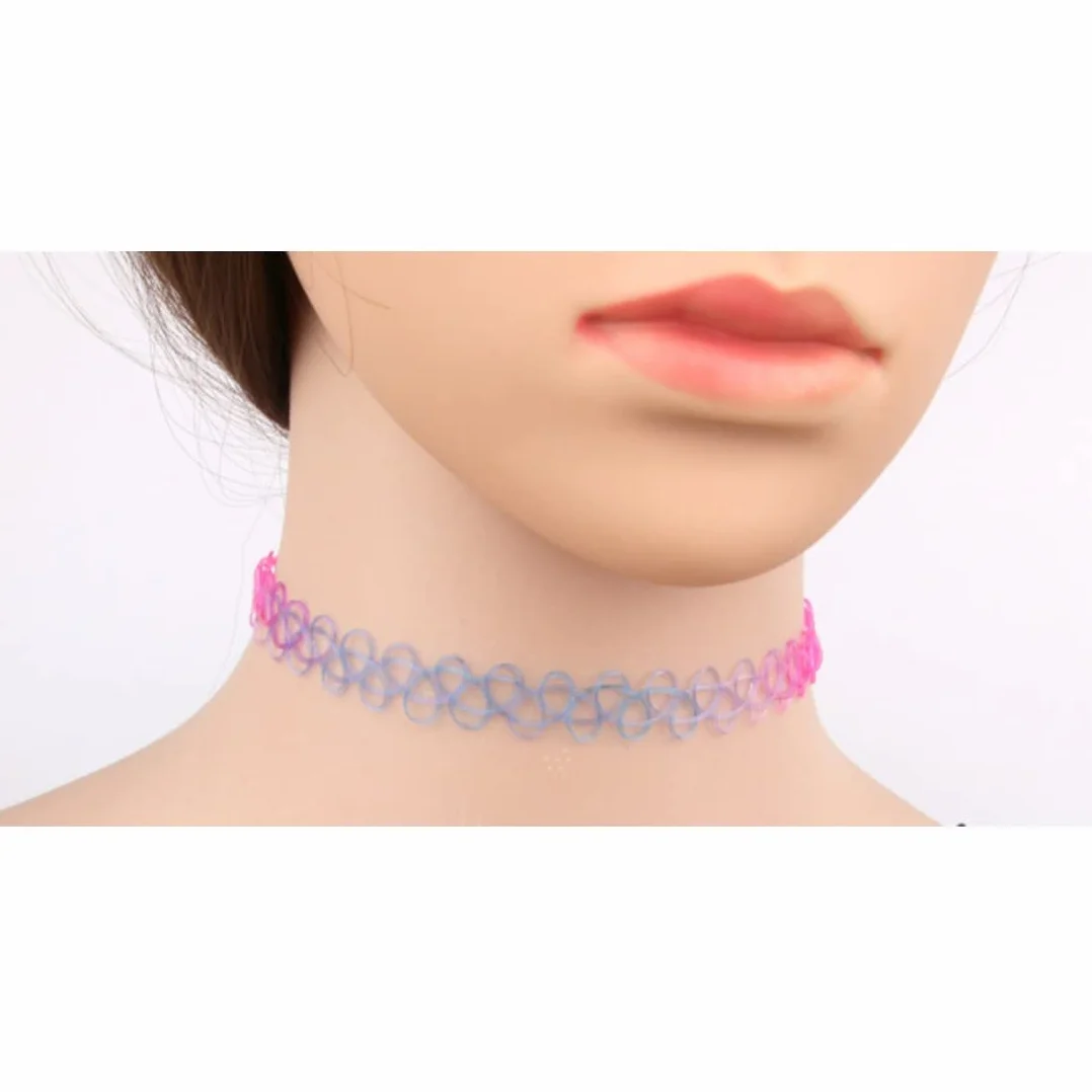 Collana girocollo elastica arcobaleno gioielli moda per bambini donne gomma plastica