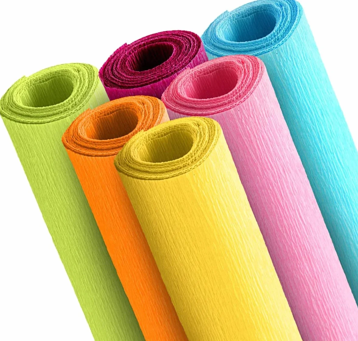 Carta Crespa di Alta Qualità 70g 25,4cm x 2,4m Chartreuse Bianco Verde Rosa per Fiori