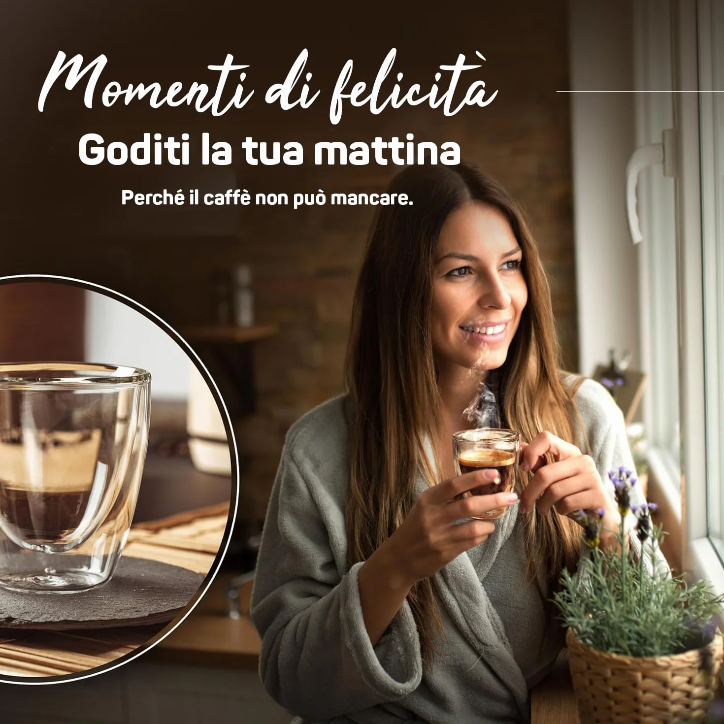 ElbFuchs® Set di tazzine caffè in vetro doppia parete 80ml 4 pezzi per espresso regalo