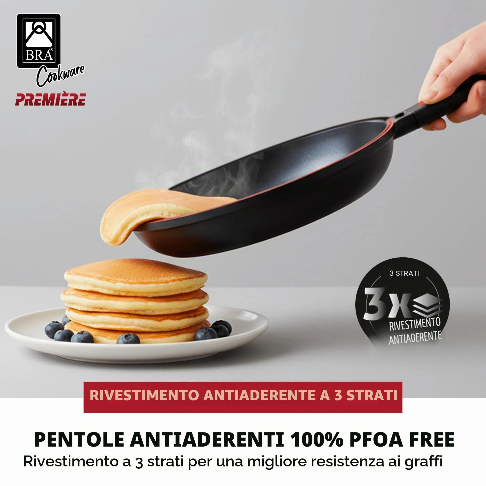 BRA Dupla Premiere Padella doppia per frittata in alluminio fuso 24 cm antiaderente a triplo strato senza PFOA