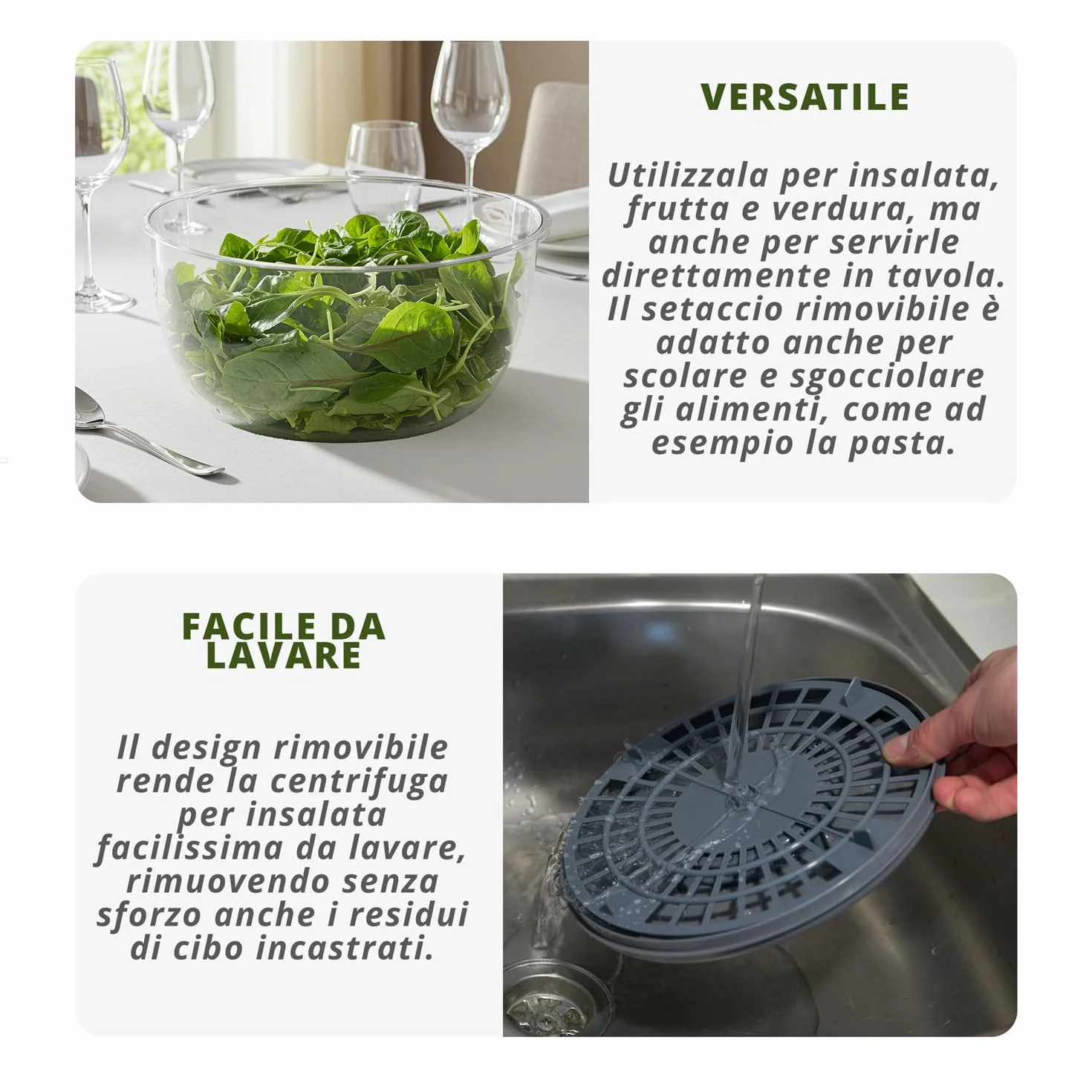 Scarico elettrico per insalata