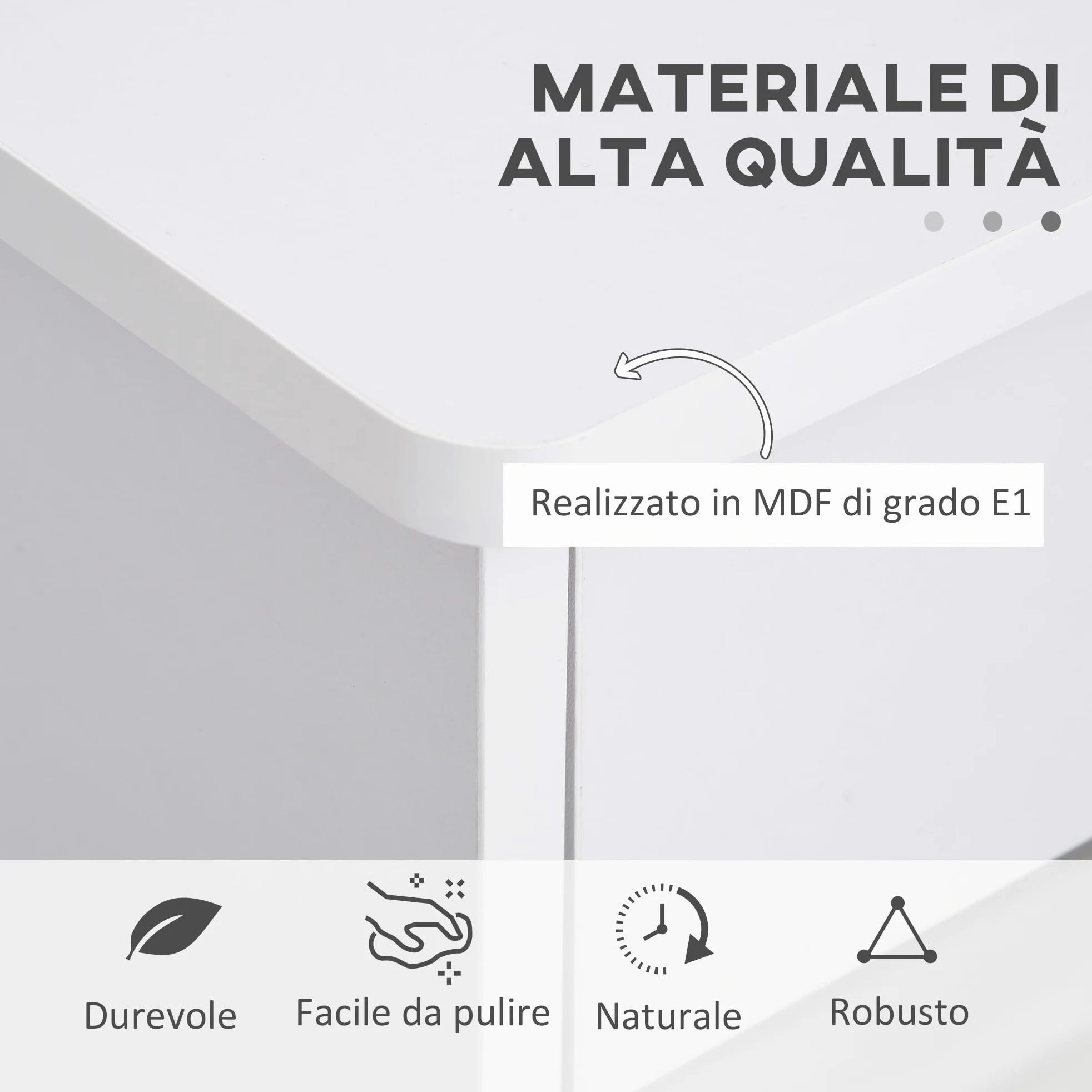 HOMCOM Scrivania Moderna per PC e Computer con 2 Cassetti e 1 Armadietto, Scrivania con Libreria Salvaspazio per Ufficio o Camera in Legno, Bianco