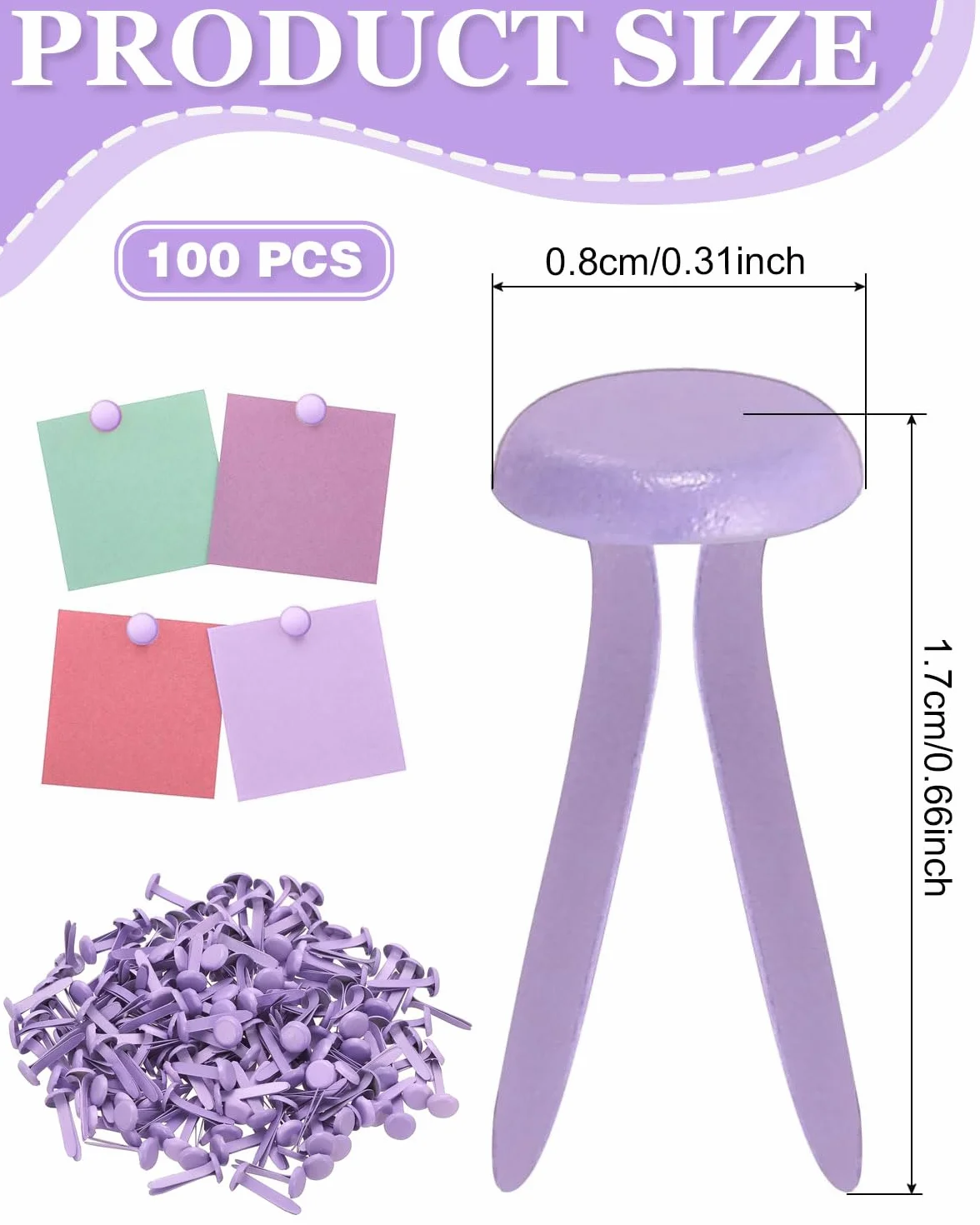 100 Pezzi Fermacampioni Piccoli Mini Scrapbooking Brads Colorati Metallo Elementi di Fissaggio in Carta per Fabbricazione Artigianale Scrapbooking Fai da Te(Colori dei macaron)