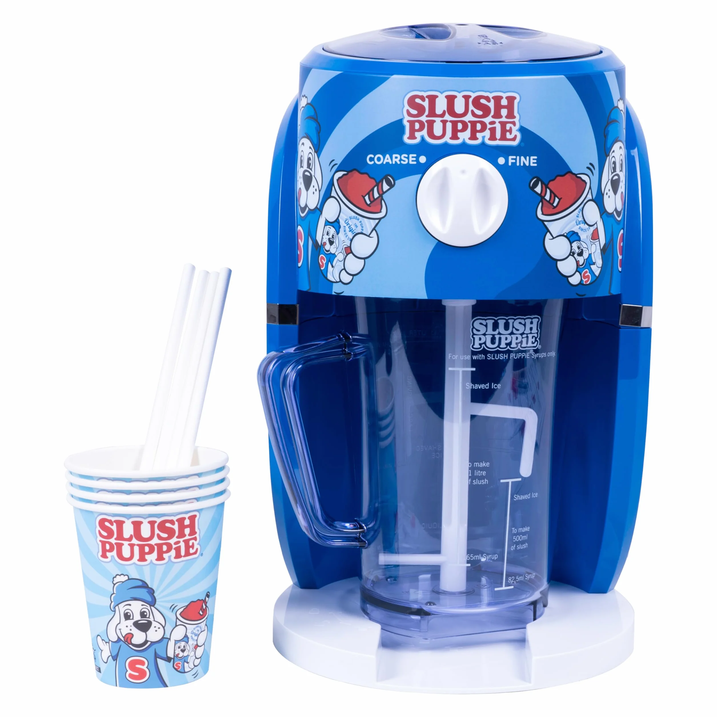 Slush Puppie Snow Cone Machine. Rasoio per ghiaccio Slushy Maker Produce fino a 1 litro di delizioso cucciolo di melma in pochi minuti. Prodotto con licenza ufficiale Slush Puppie da Fizz Creations.