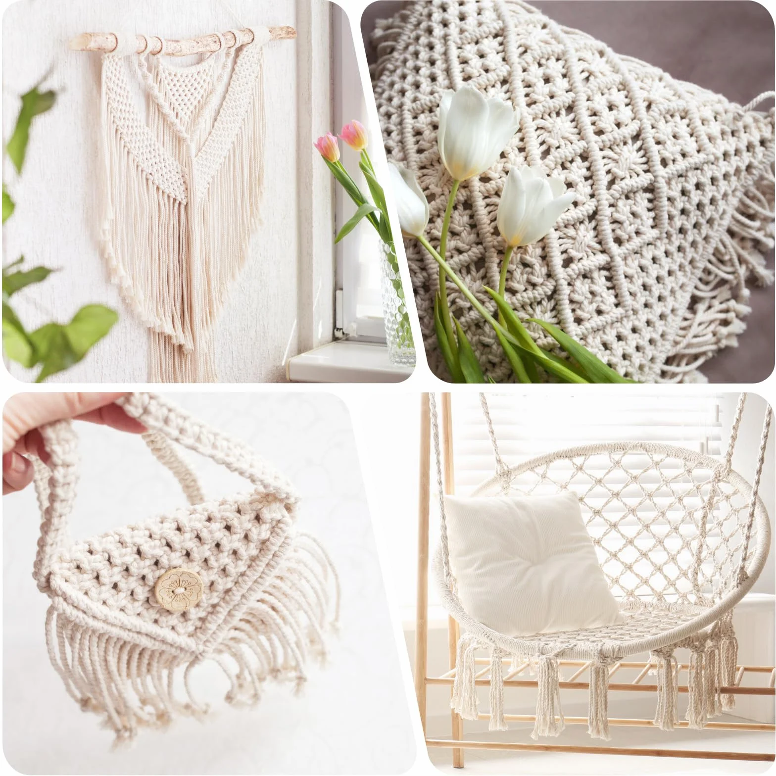 Corda Macrame 2mm x 200m, AiQInu, 100% Cotone Naturale, Beige