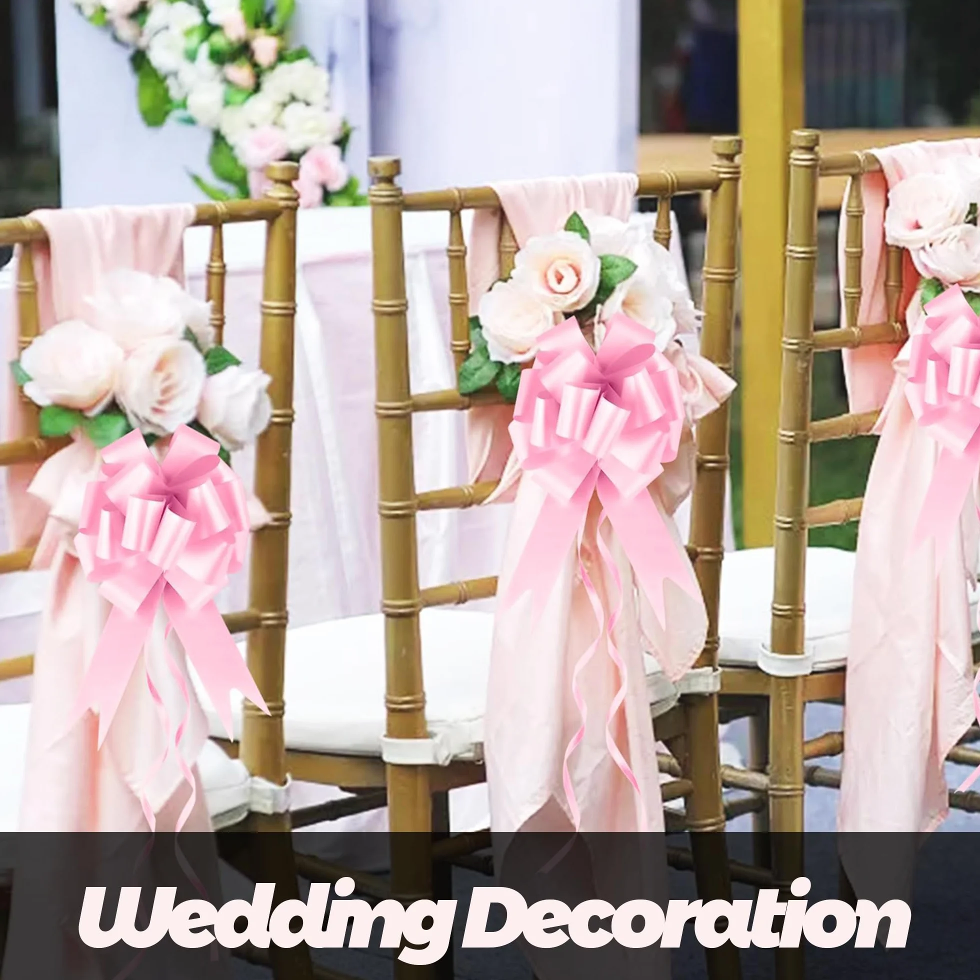 5CM Fiocchi Regalo Grandi,60 Pezzi Archi da Regalo Fiocchi,Matrimonio Coccarde Fiocco per Fiocchi Matrimonio per Mazzi di Cesti per Auto per Feste di Natale e Matrimoni Fioristi (Rosa)