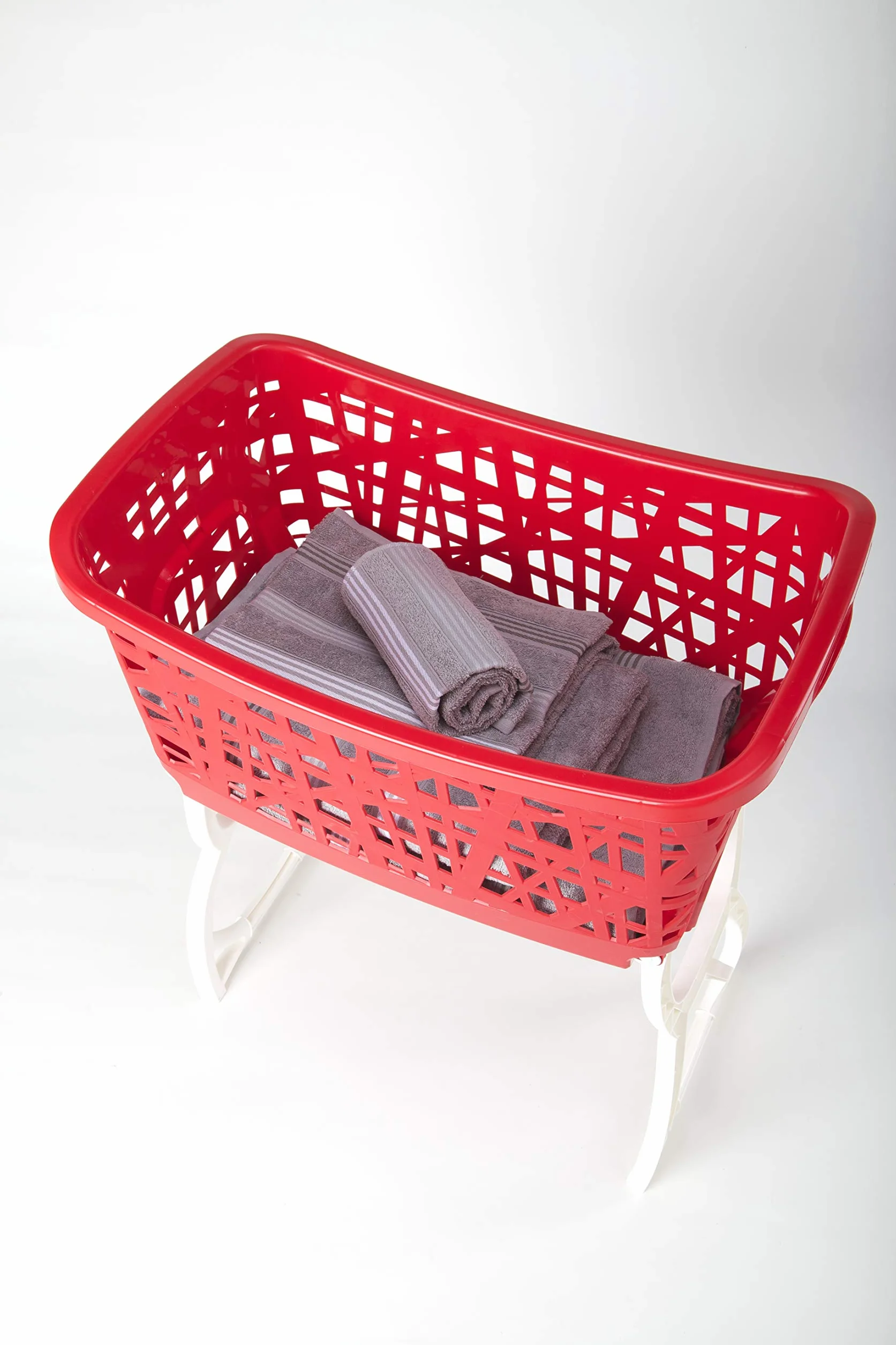 Cesta per bucato, Gambe reclinabili, Stand up, in Resina, Blu, 60,5x39,5x43 /65h cm, 44 lt